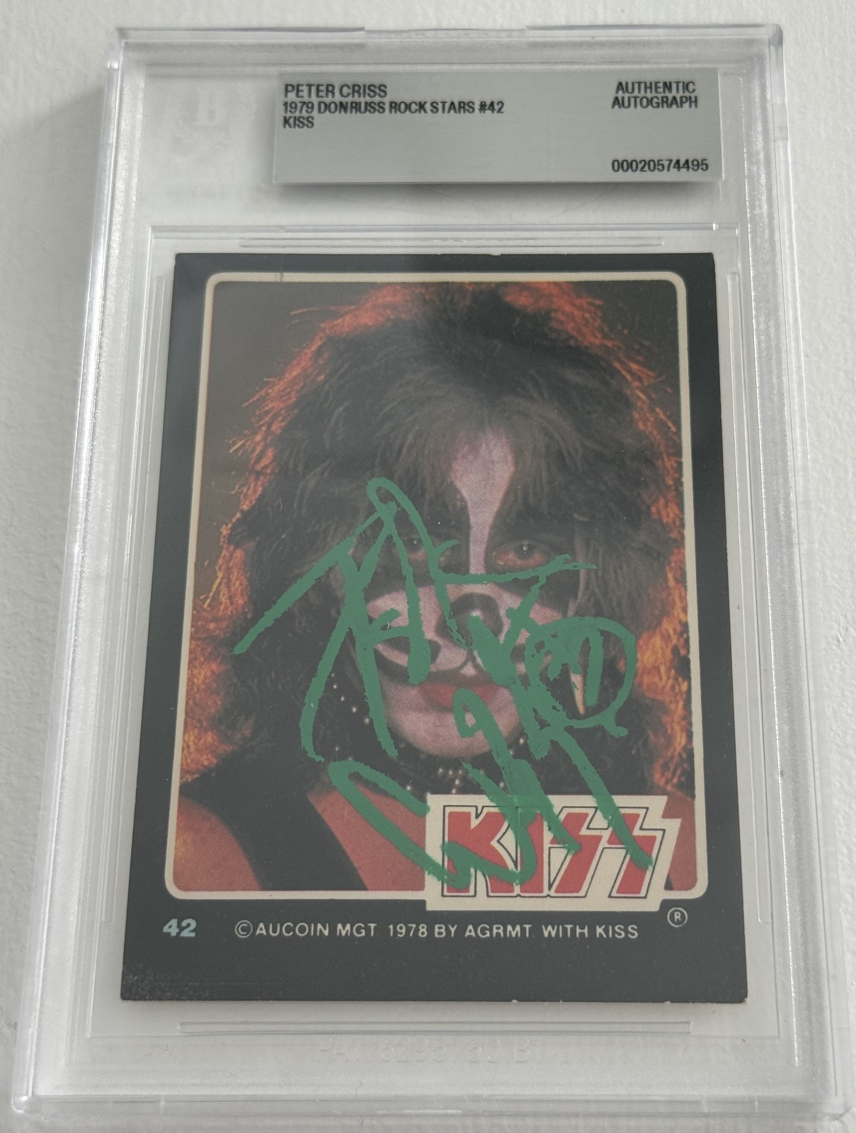 Peter Criss Signed Auto Slabbed 1979 Donruss Rock Stars Kiss Card Beckett BAS