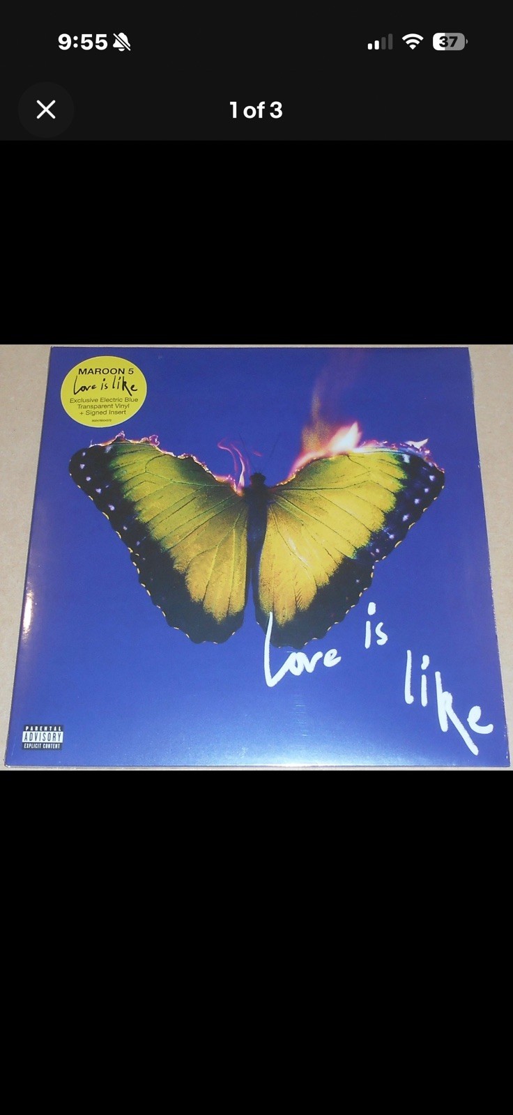 SIGNED Maroon 5 Love Is Like Electric Blue Transparent Colored Vinyl LP Sealed SIGNED Maroon 5 Love Is Like Electric Blue Transparent Colored Vinyl LP Sealed