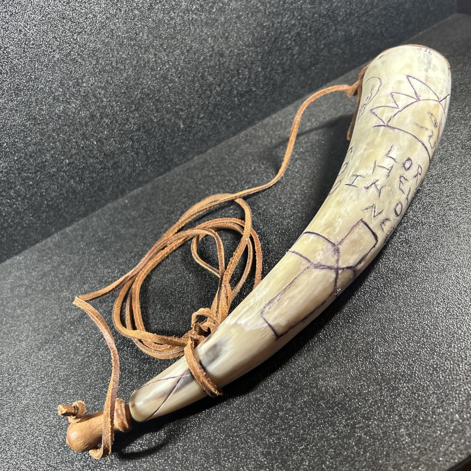 MuzzleLoader Black Powder Horn Flintlock Engraved God Bless America Eagle Cross
