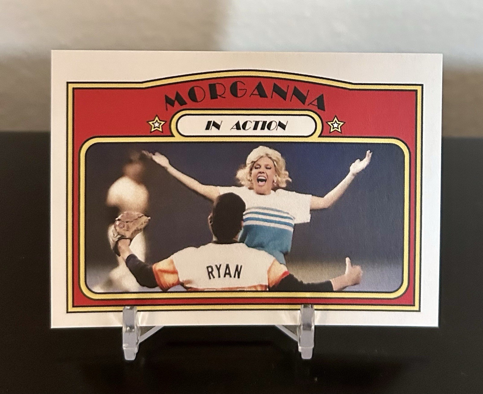 Morganna The Kissing Bandit - Custom Retro Baseball Card Feat. HOF Ryan Morganna The Kissing Bandit - Custom Retro Baseball Card Feat. HOF Ryan
