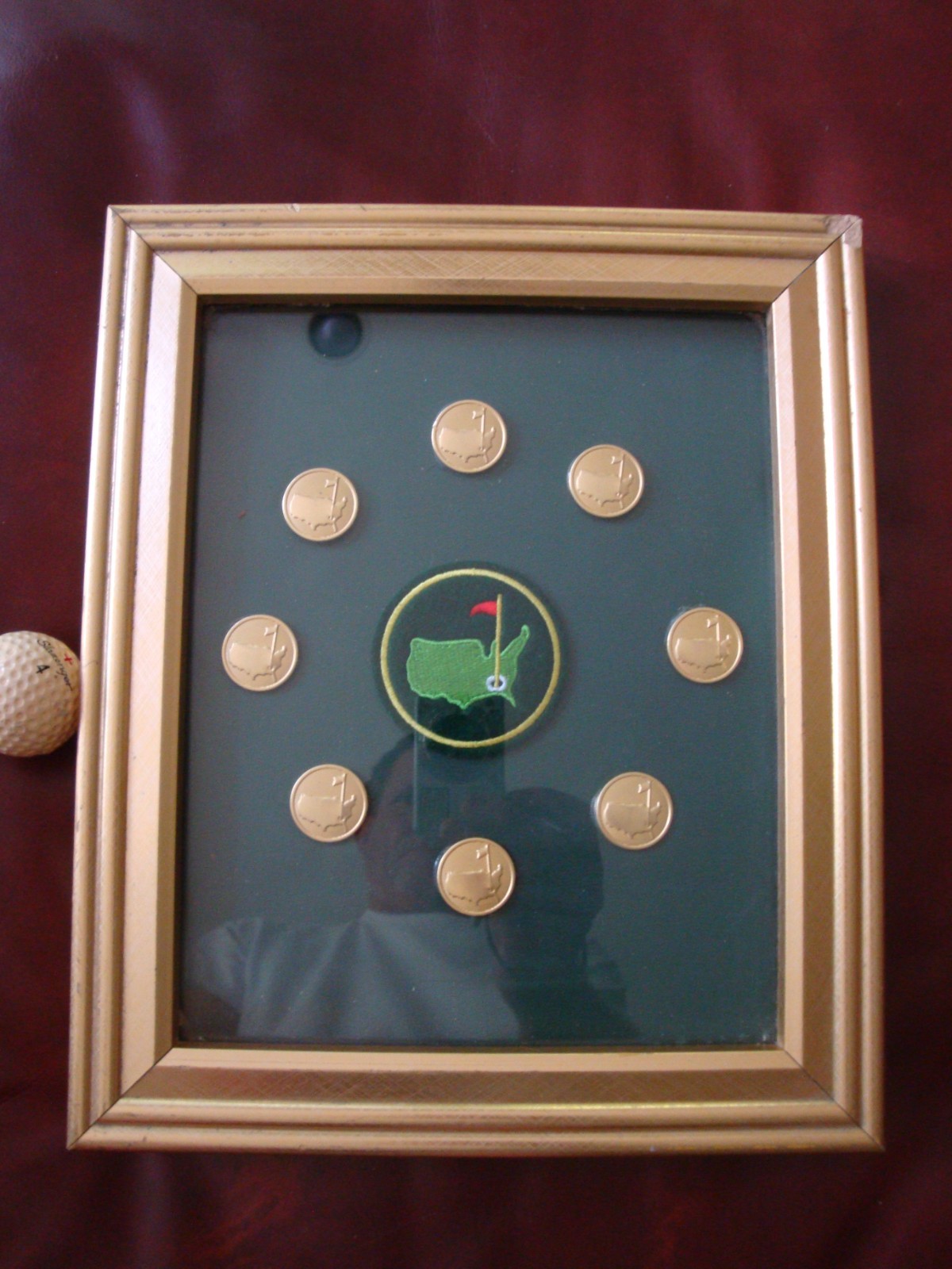 Rare MASTERS Augusta National Golf Club Framed GREEN JACKET BUTTONS & PATCH