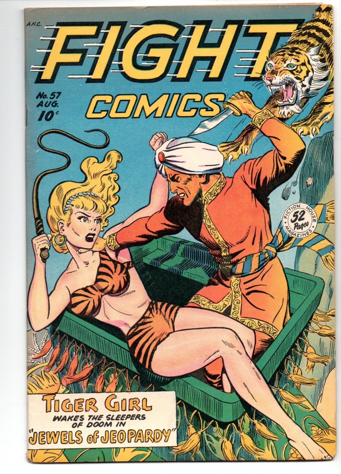 FIGHT COMICS #57 (1948) - GRADE 7.5 - GOLDEN AGE FICTION HOUSE TIGER GIRL APP