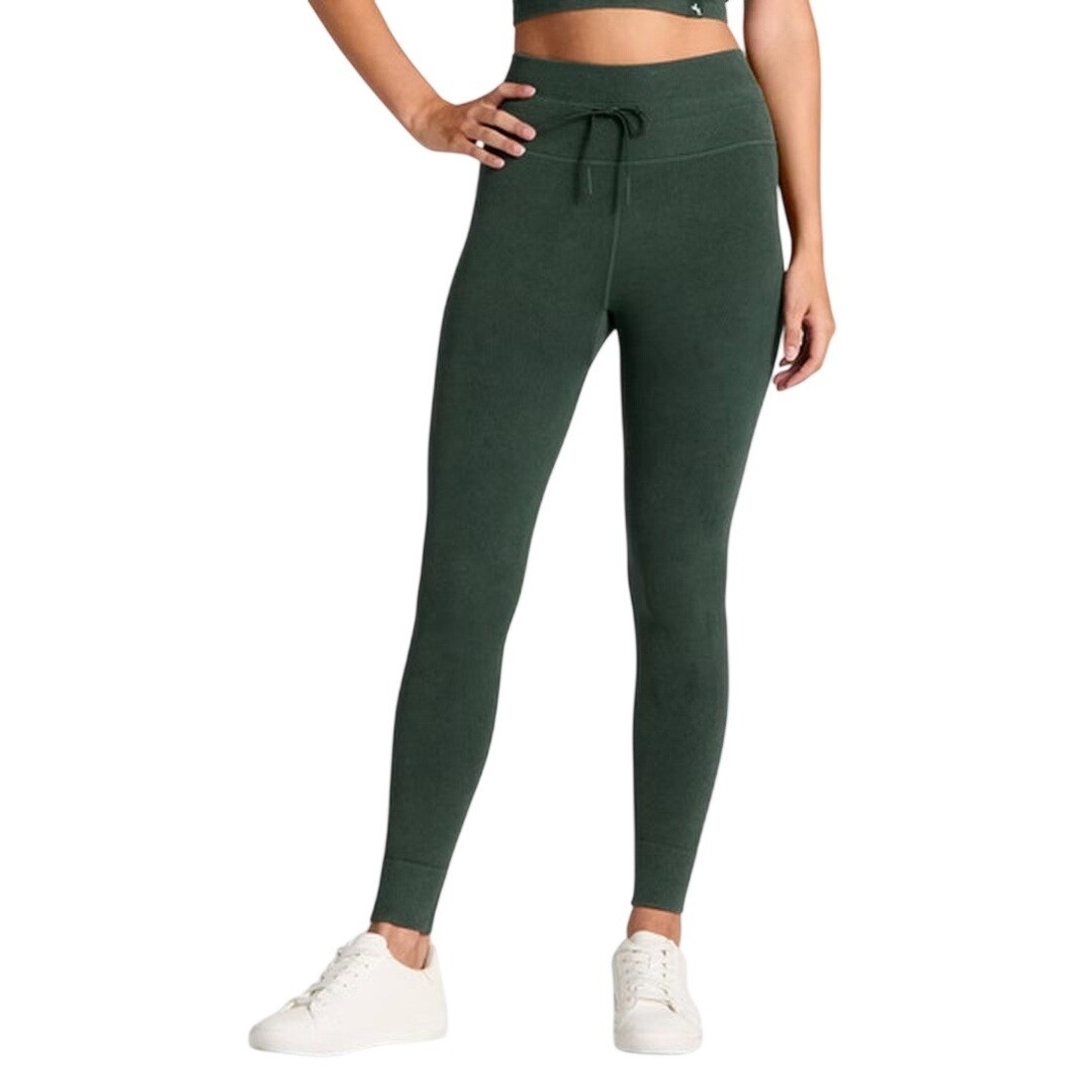 JoyLab Women\'s Green Ribbed Knit Drawstring Activewear Leggings Size XL