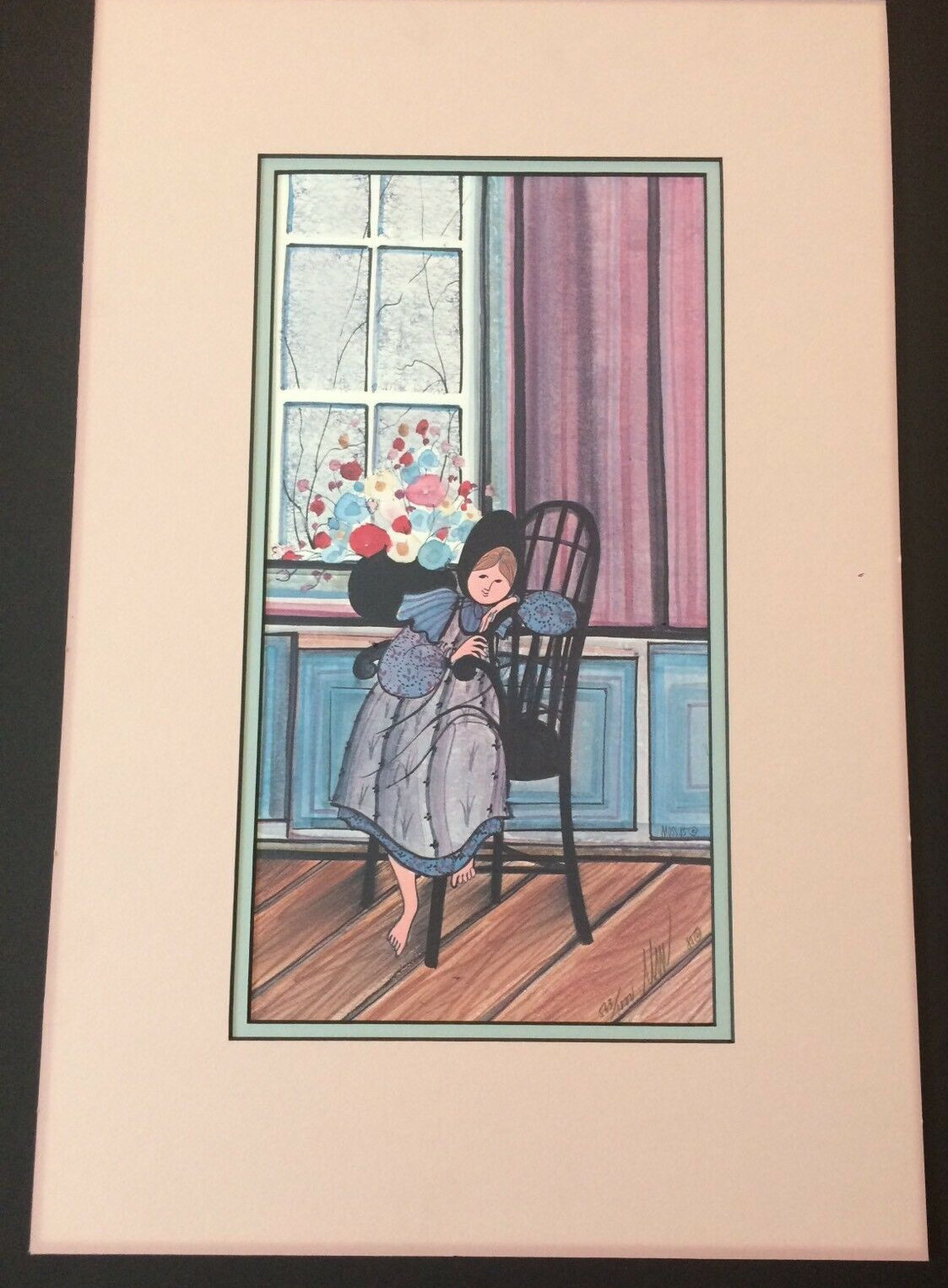 P Buckley Moss Signed Numbered Art Print Pensive Moments Matted 1985 Melancholic P Buckley Moss Signed Numbered Art Print Pensive Moments Matted 1985 Melancholic