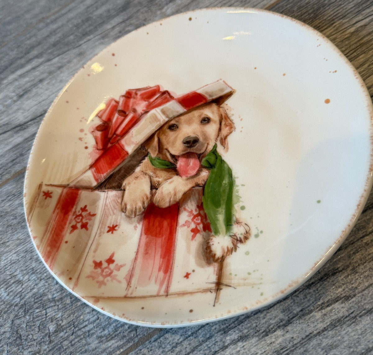 Southern Living Rudy Salad Starter Plate Christmas Stoneware 8.5\