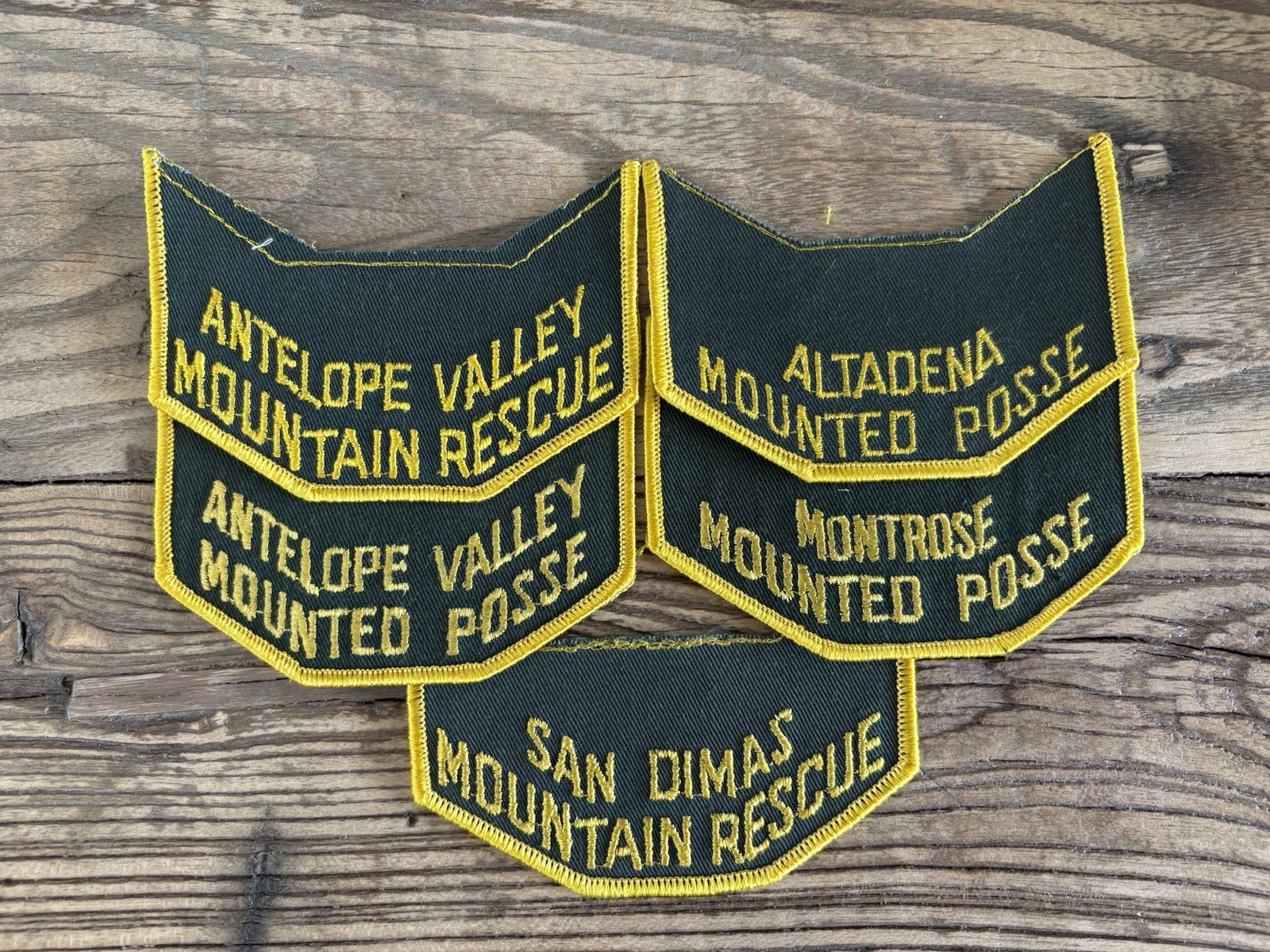 5 Vintage Los Angeles County Search & Rescue Tabs/Rockers / CA Police Patch
