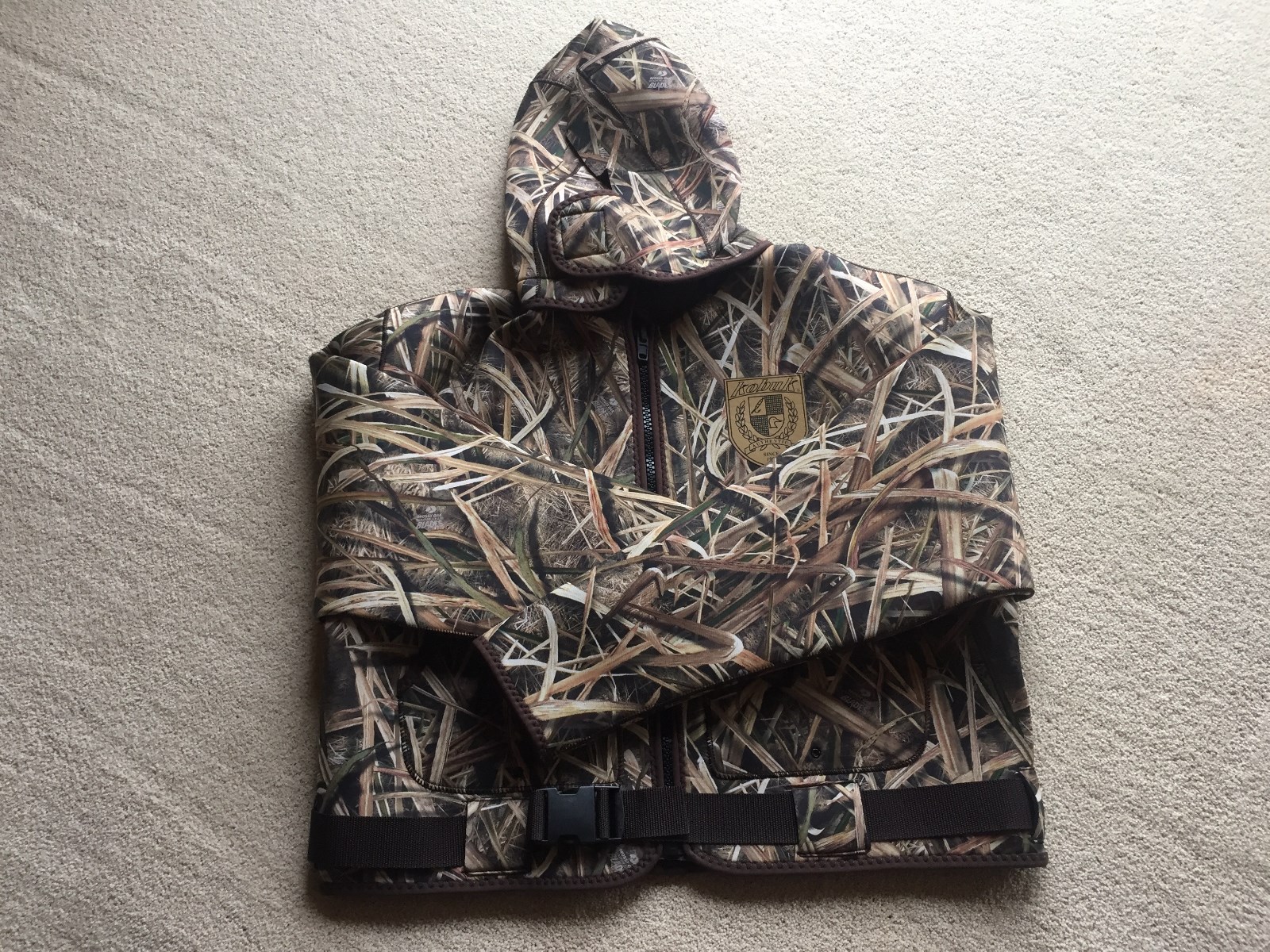 Men\'s 3mm Neoprene Hunting Fishing Wading Jacket Mossy Oak Shadow Grass Size 2XL
