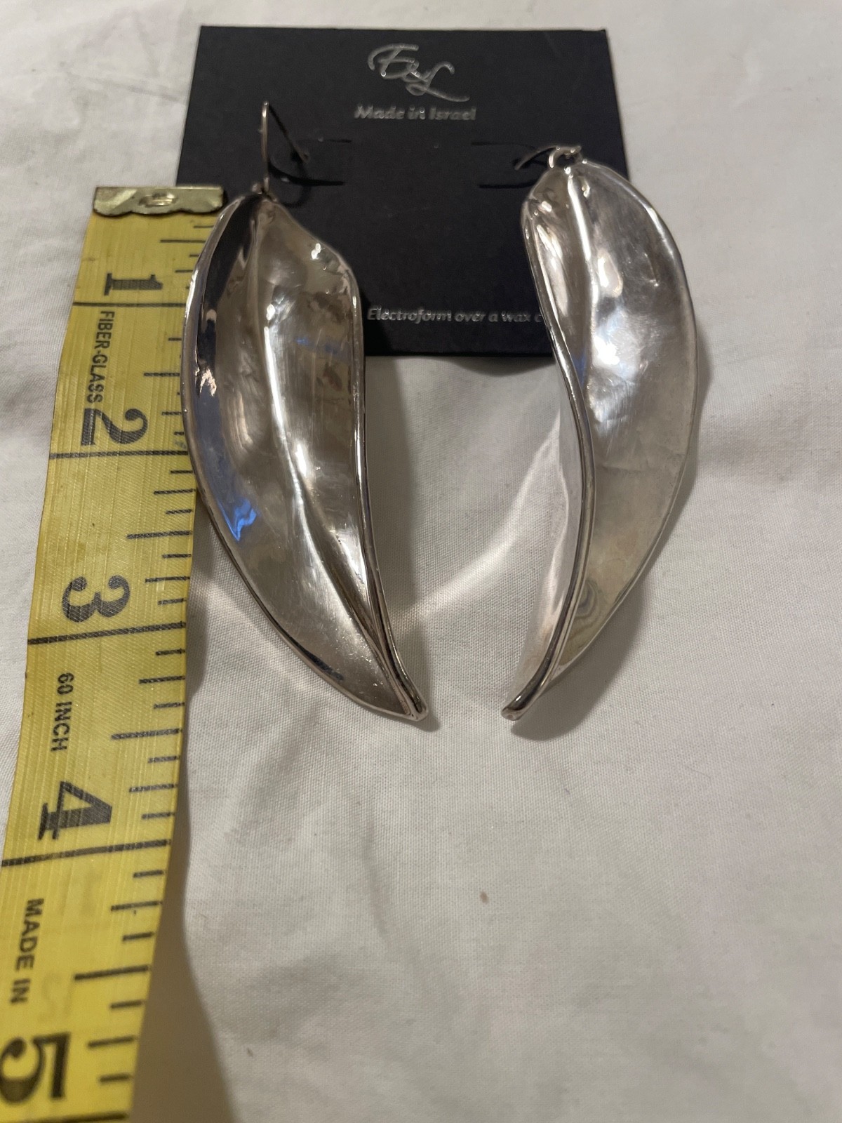 E & L Sterling Silver Electroform NWOT Made In Israel Earrings 3.8” L E & L Sterling Silver Electroform NWOT Made In Israel Earrings 3.8” L