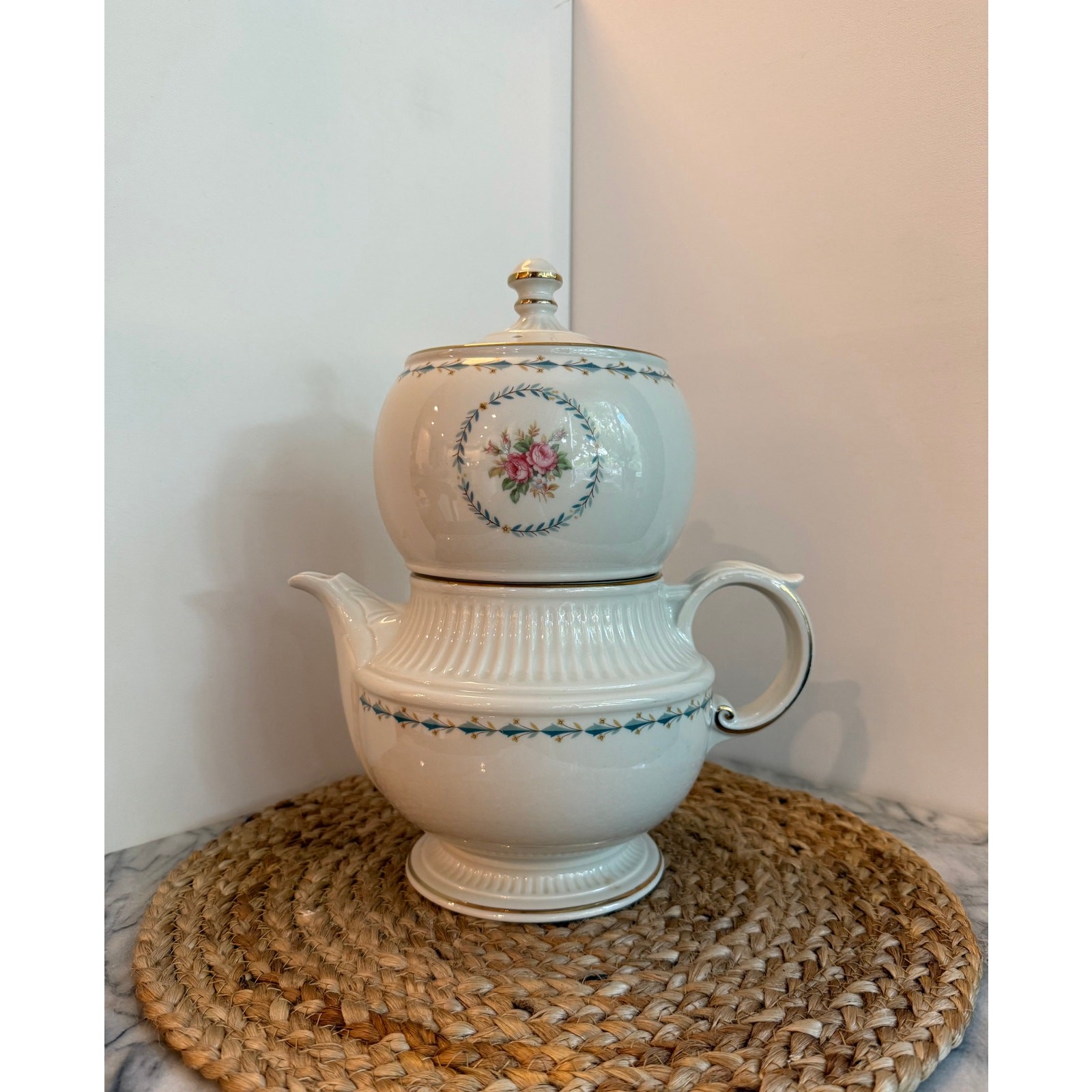 Vintage Hall China Harmony House Mt. Vernon teapot & biggin coffee maker