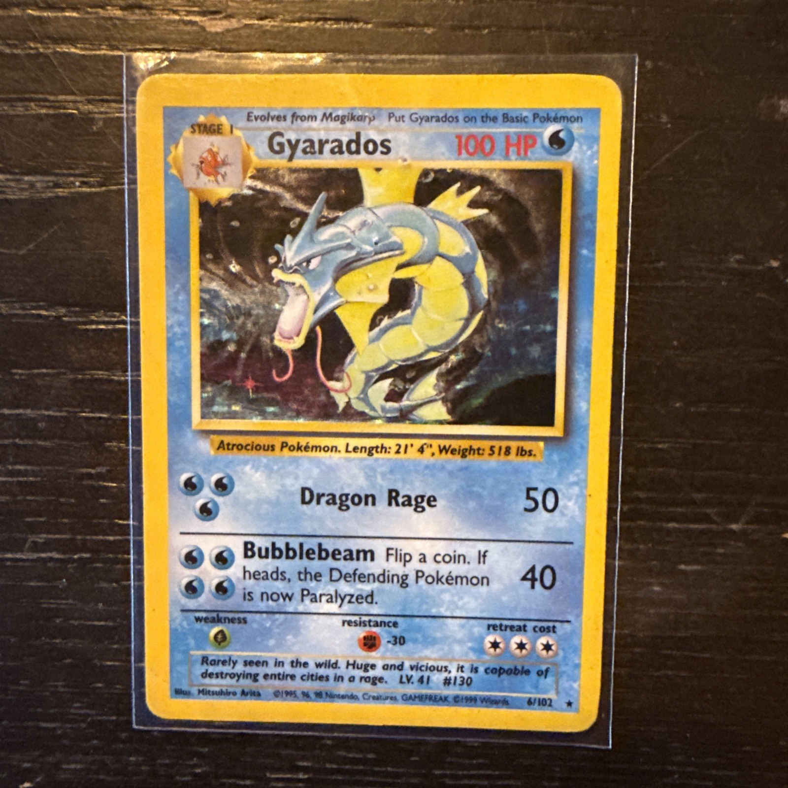 Gyarados 6/102 - Base Set Unlimited Holo Rare WOTC Pokemon TCG Damaged - 1999