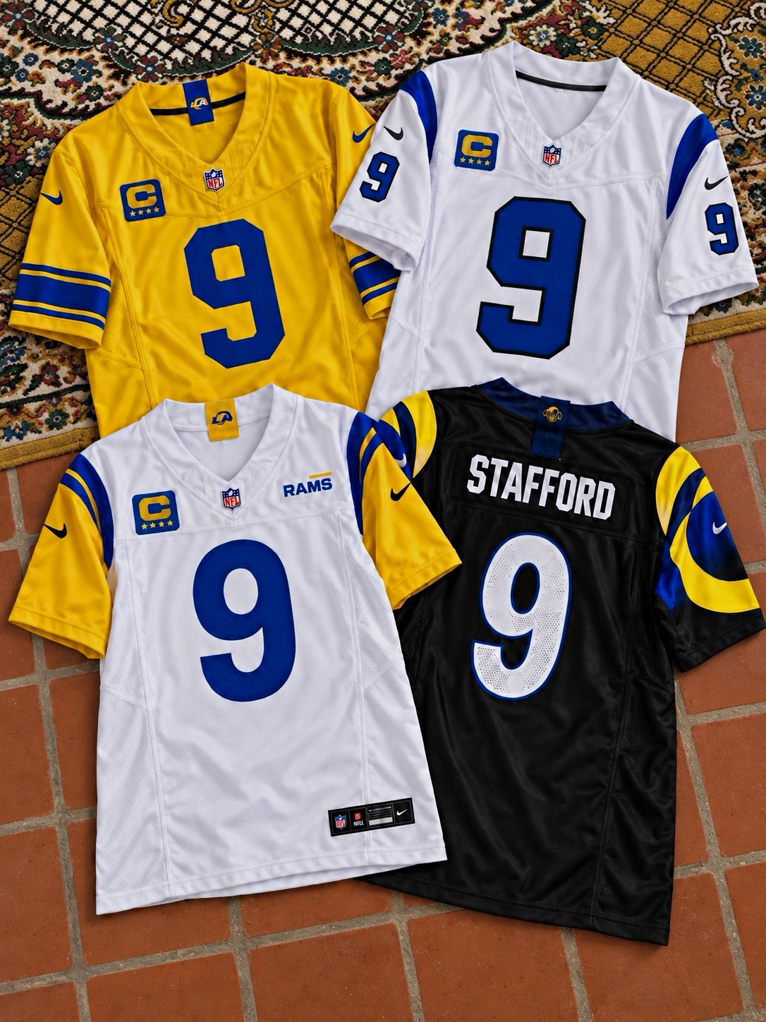 Nike Los Angeles Rams Matthew Stafford #9 Jersey Captain All Colorways All Sizes Nike Los Angeles Rams Matthew Stafford #9 Jersey Captain All Colorways All Sizes