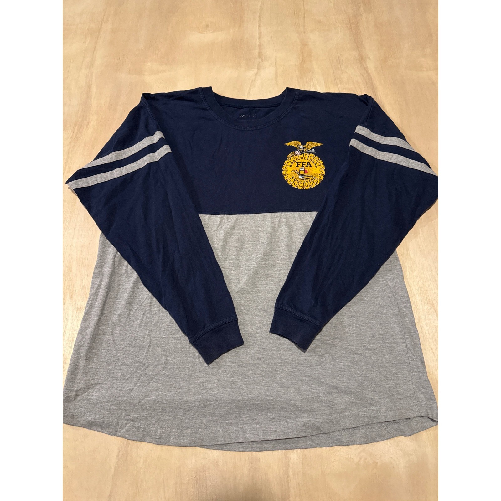 Boxercraft FFA 1928 Long Sleeve Shirt Mens Large Navy Gray Colorblock Jersey