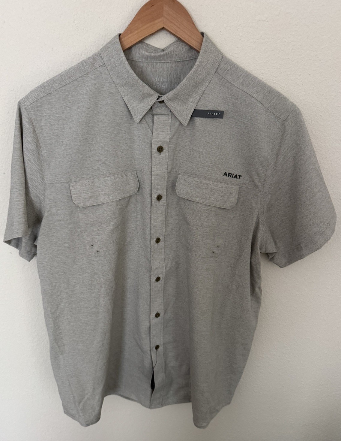 NWT Ariat Mens XL VentTek Outbound Fitted SS Shirt Heather Beige Vented Fishing