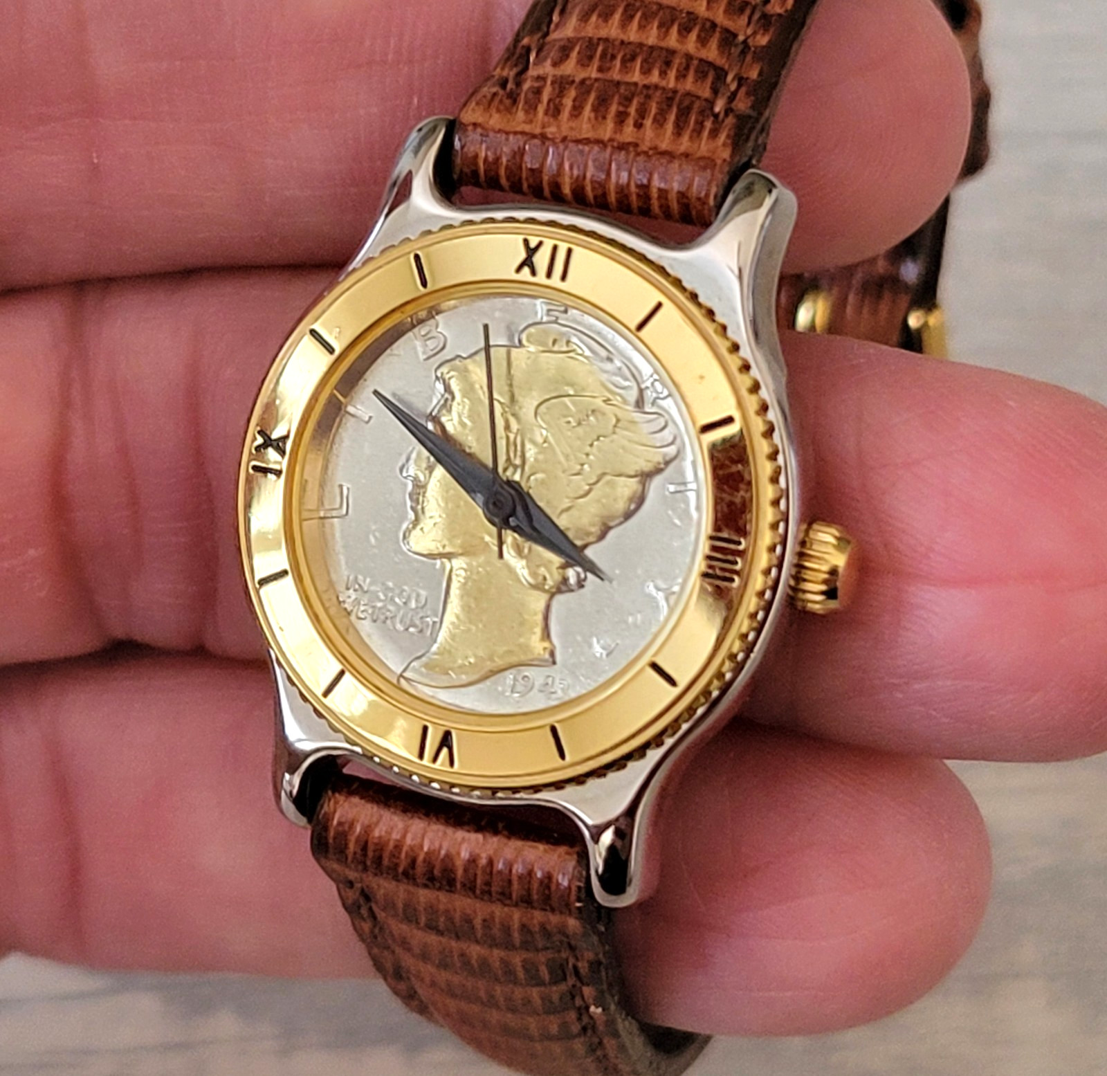 Vintage Waltham Coin Watch Ladies Limited Edition 1 Of 5000 Leather Band EUC