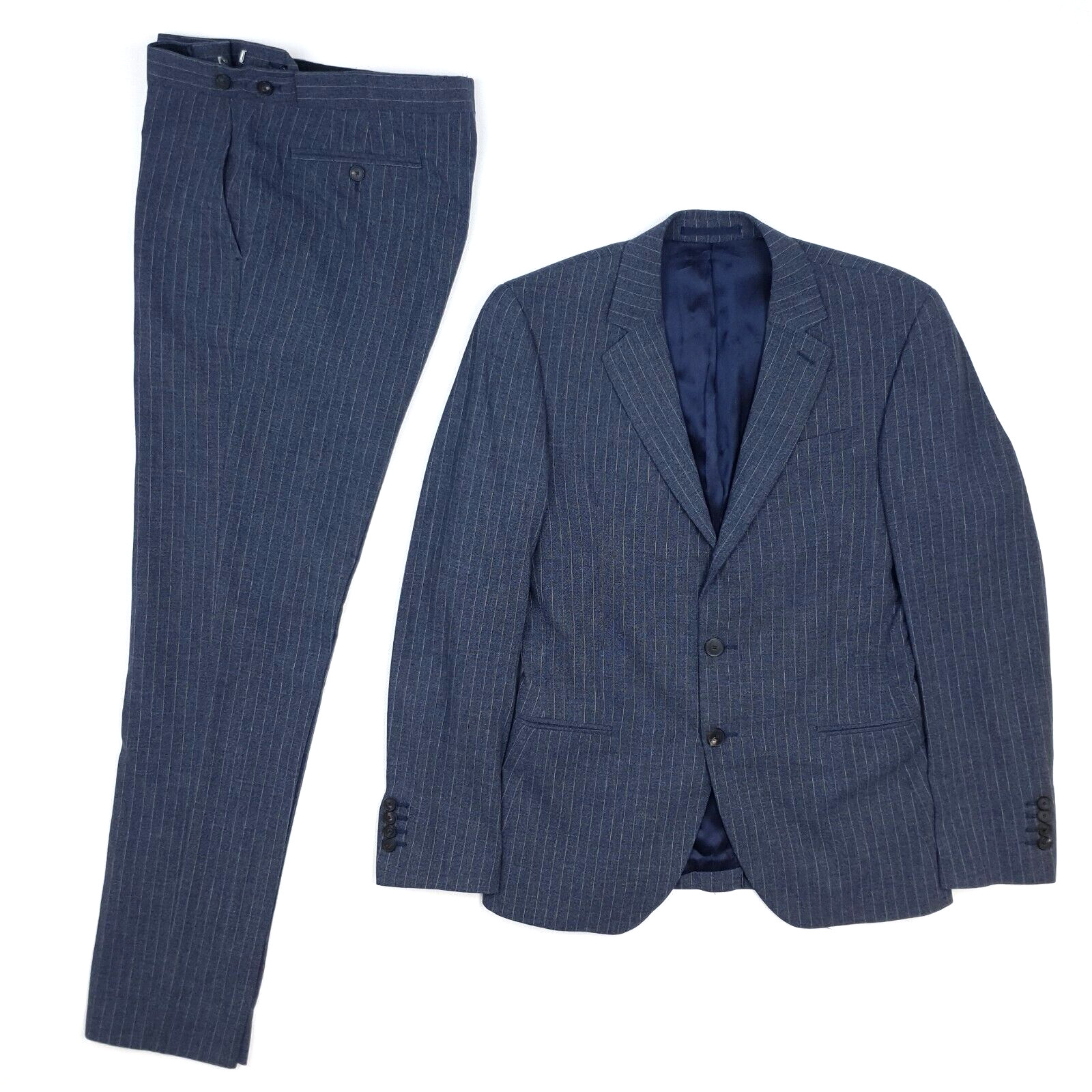 Reiss Suit 36 46 = Small Slim Fit 2 Piece Indigo Blue Pinstripe W32 L32 BNWT