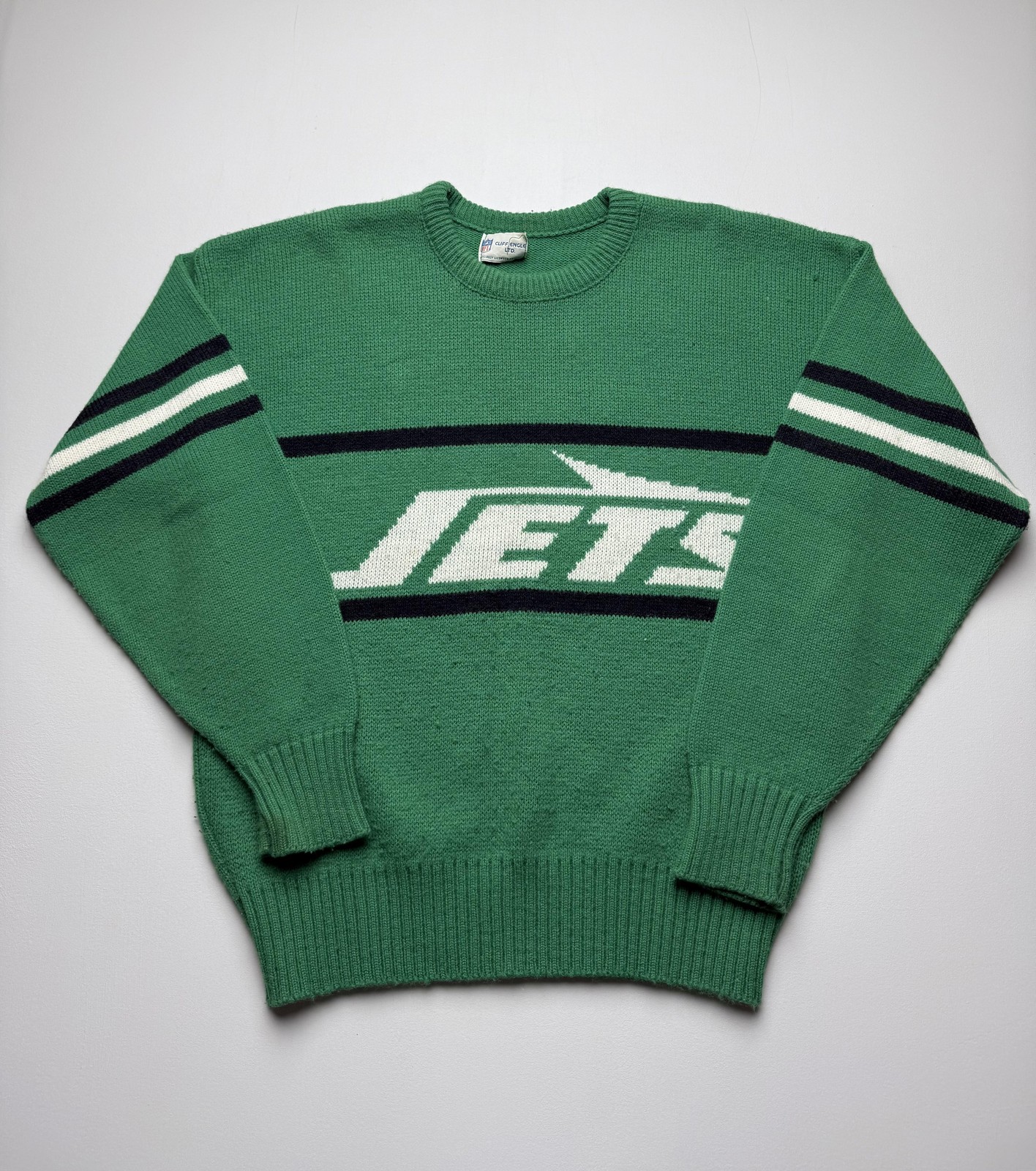 Vintage New York Jets Sweater Mens Green NFL Football Cliff Engle LTD VTG Read