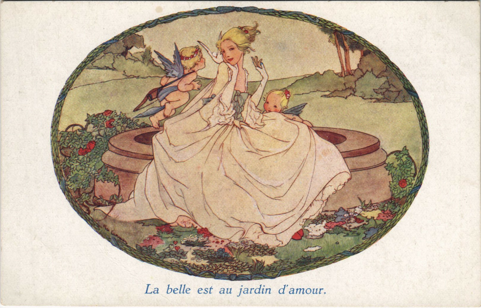 Postcard PC RIE CRAMER ARTIST SIGNED LA BELLE EST AU JARDIN (b27500)