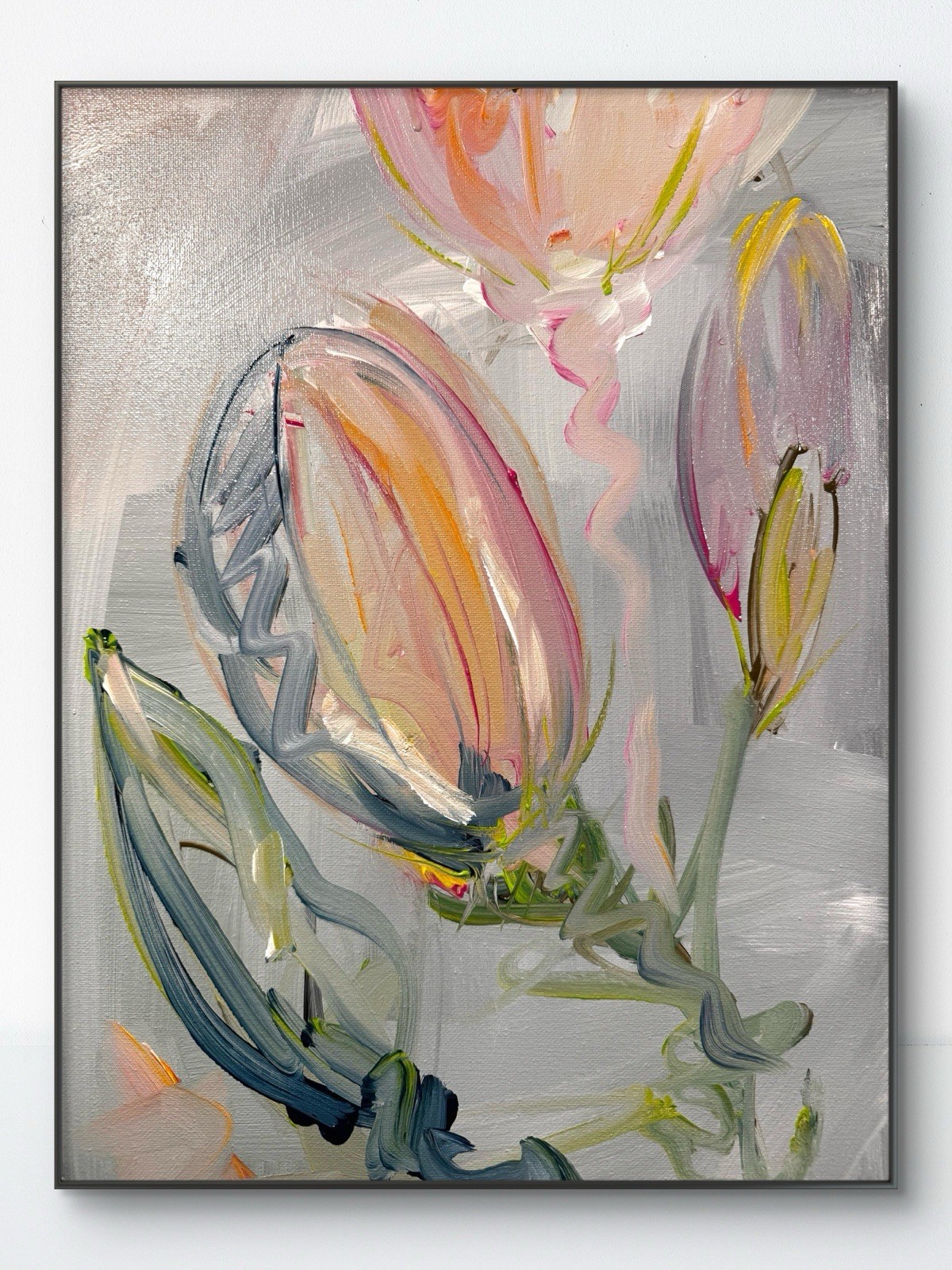 Original Abstract Expressionism 12x16 Flower Buds Colorful Signed Fine Art 536