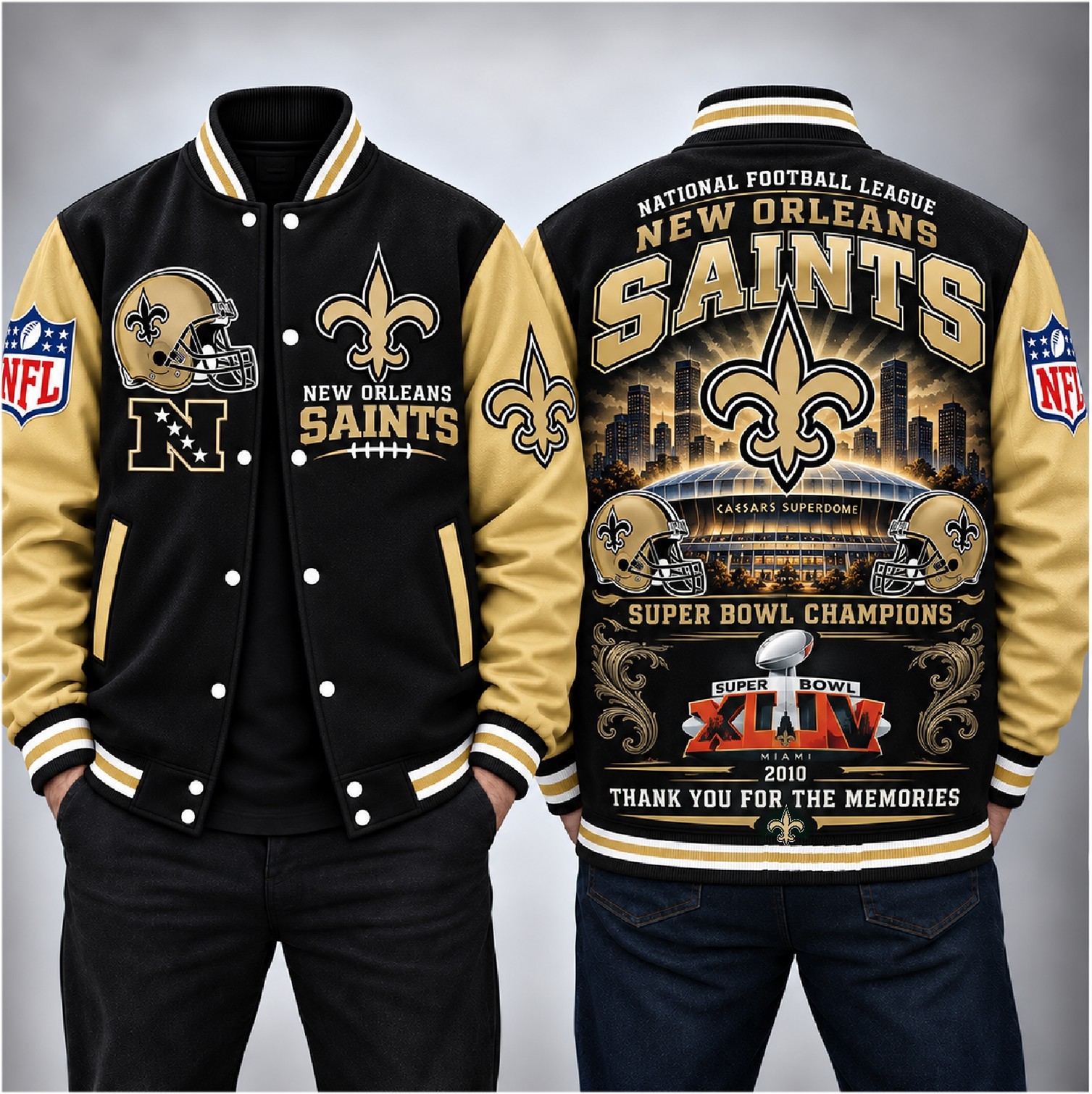 NEW New Orleans Saints Football Baseball Jacket