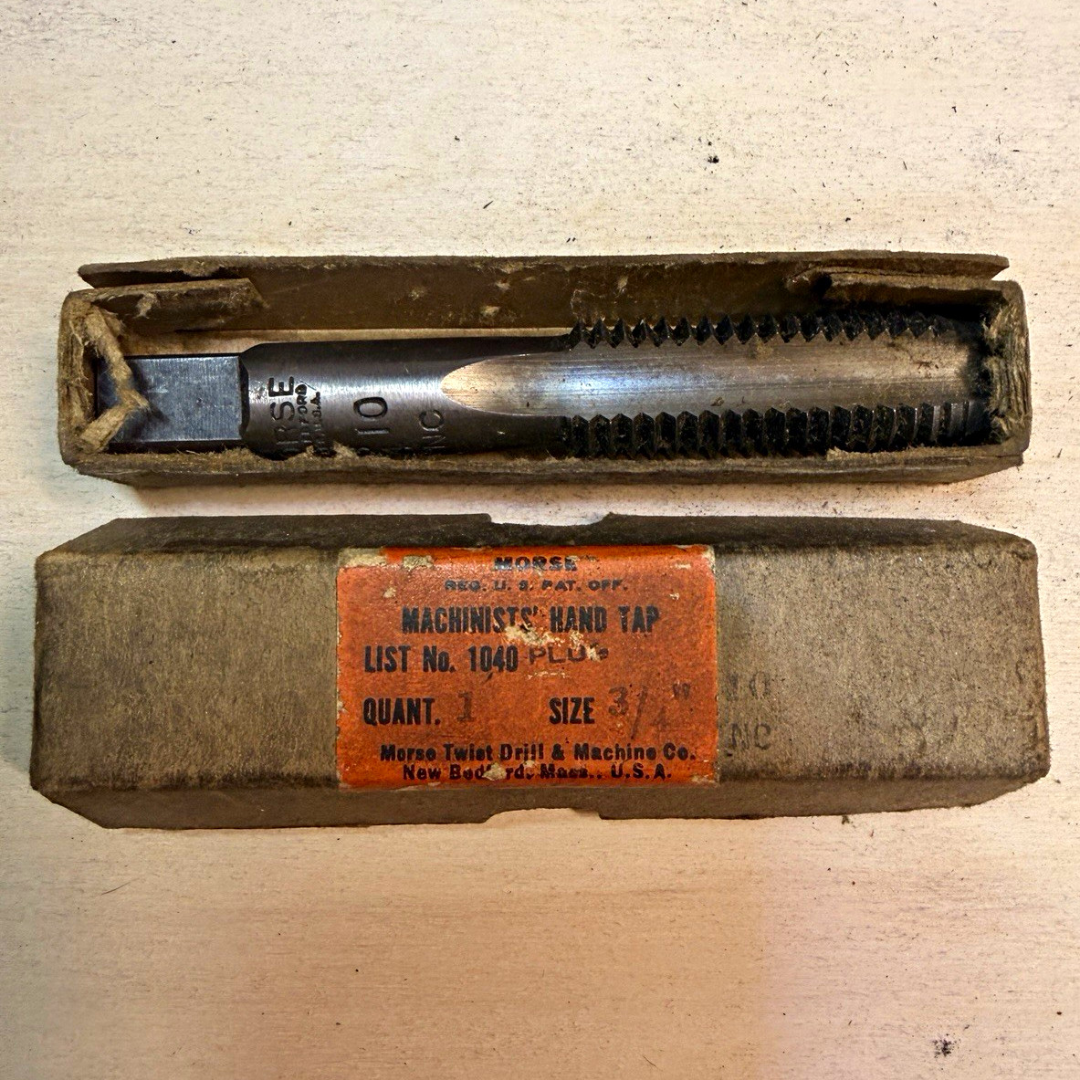 Vintage 1940’s-1950’s Morse Machinists Hand Thread Tap 3/4-10 NC Vintage 1940’s-1950’s Morse Machinists Hand Thread Tap 3/4-10 NC
