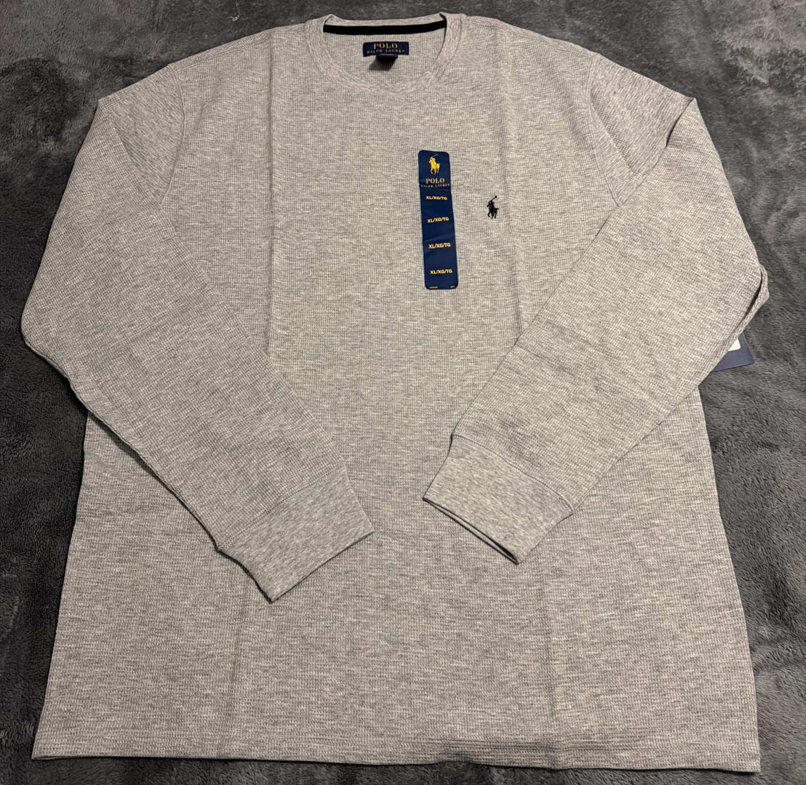 XL Mens Polo Ralph Lauren Thermal Waffle Knit Long Sleeve Gray