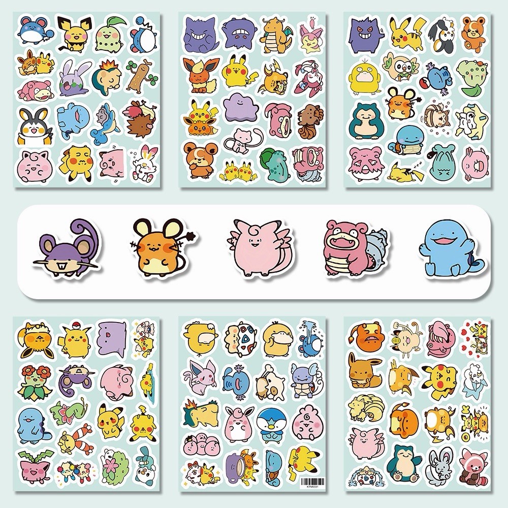 100 Anime Pokémon Pocket Monster Chibi Cartoon Cute Stickers Decal Decorations