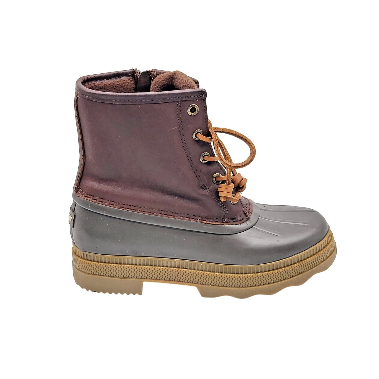 Sperry Saltwater Duck Boots Womens Size 6 Brown Gray Waterproof Rain Boots