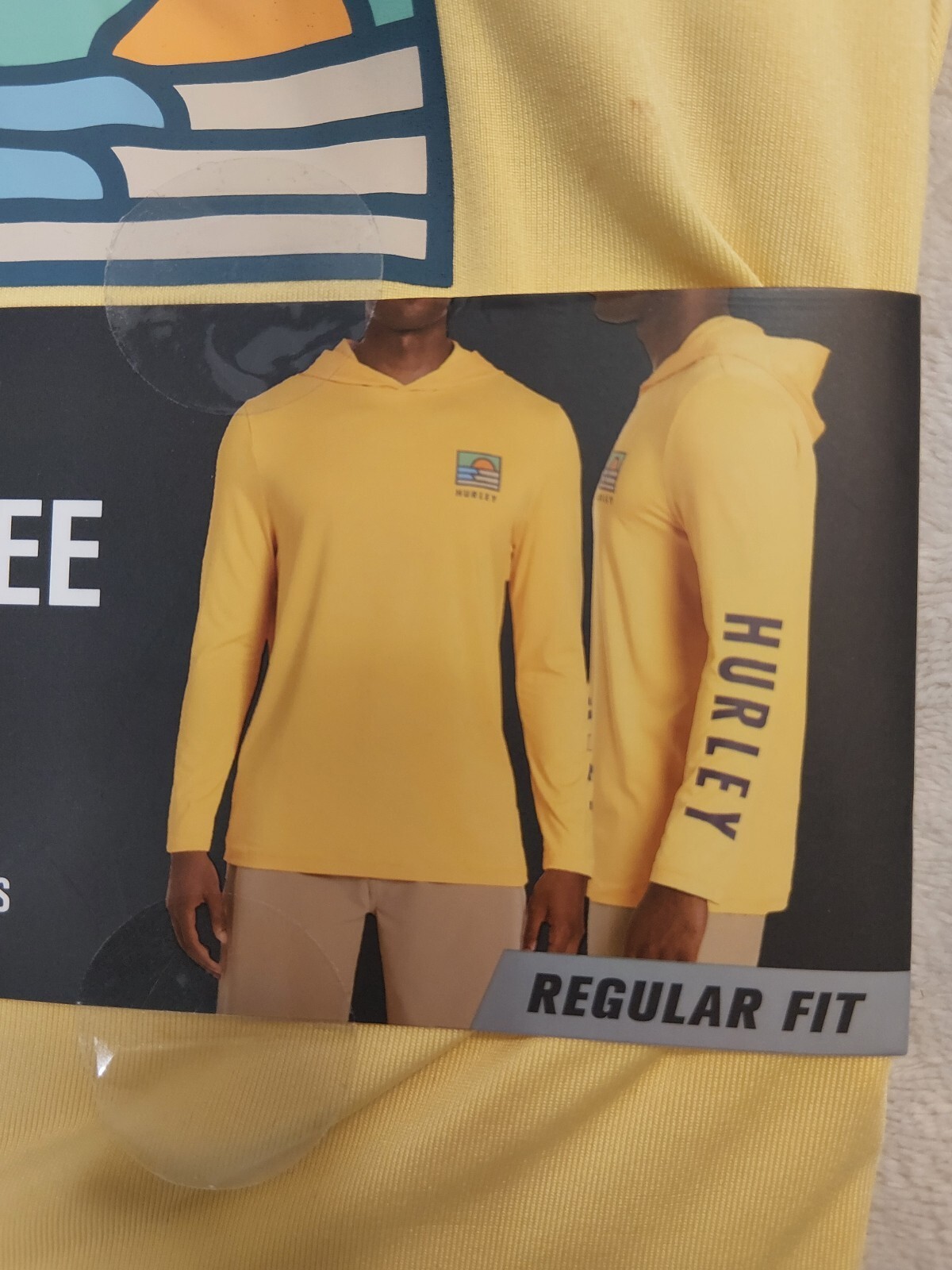Hurley Men\'s Long Sleeve Hooded UV Tee Yellow Size L