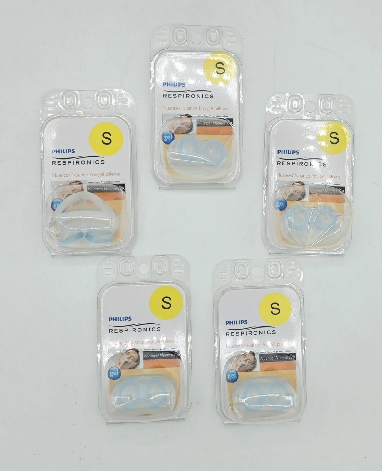 5pk RESPIRONICS Nuance/Nuance Pro SILICONE Gel PILLOWS - SIZE Small 5pk RESPIRONICS Nuance/Nuance Pro SILICONE Gel PILLOWS - SIZE Small