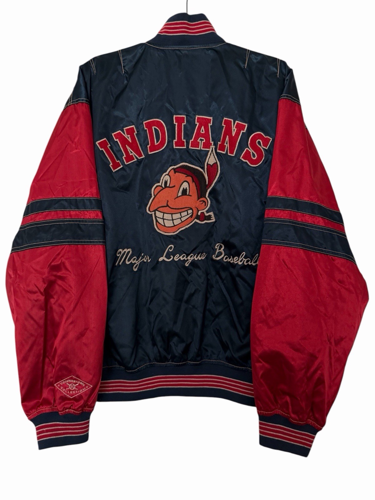 Vintage Cleveland Indians Mirage Cooperstown Collection Satin Bomber Jacket XXL
