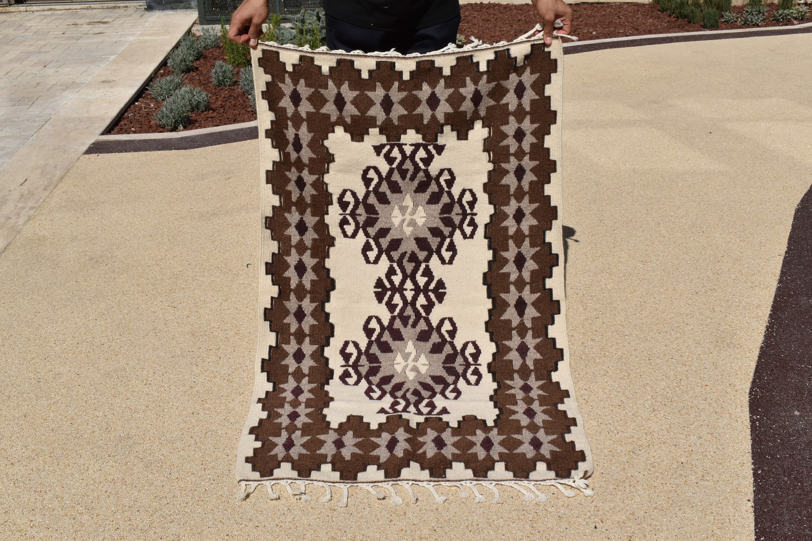 Turkish Rug 32\'x52\'\' Handwoven Kayseri Brown Kilim 83x133cm Oriental 2x4 Size