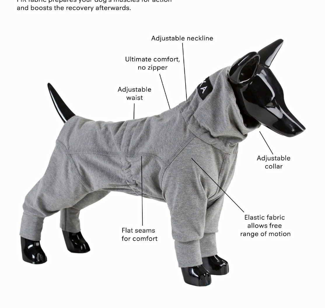 PAIKKA Recovery Overall Dog Winter Jacket, Size 35, Adjustable, Gray PAIKKA Recovery Overall Dog Winter Jacket, Size 35, Adjustable, Gray