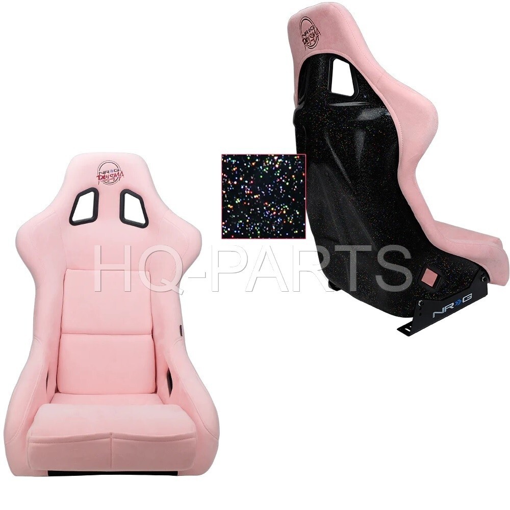 NRG PRISMA FIXED BACK BUCKET RACING SEAT PINK ALCANTARA + SIDE MOUNTS LARGE