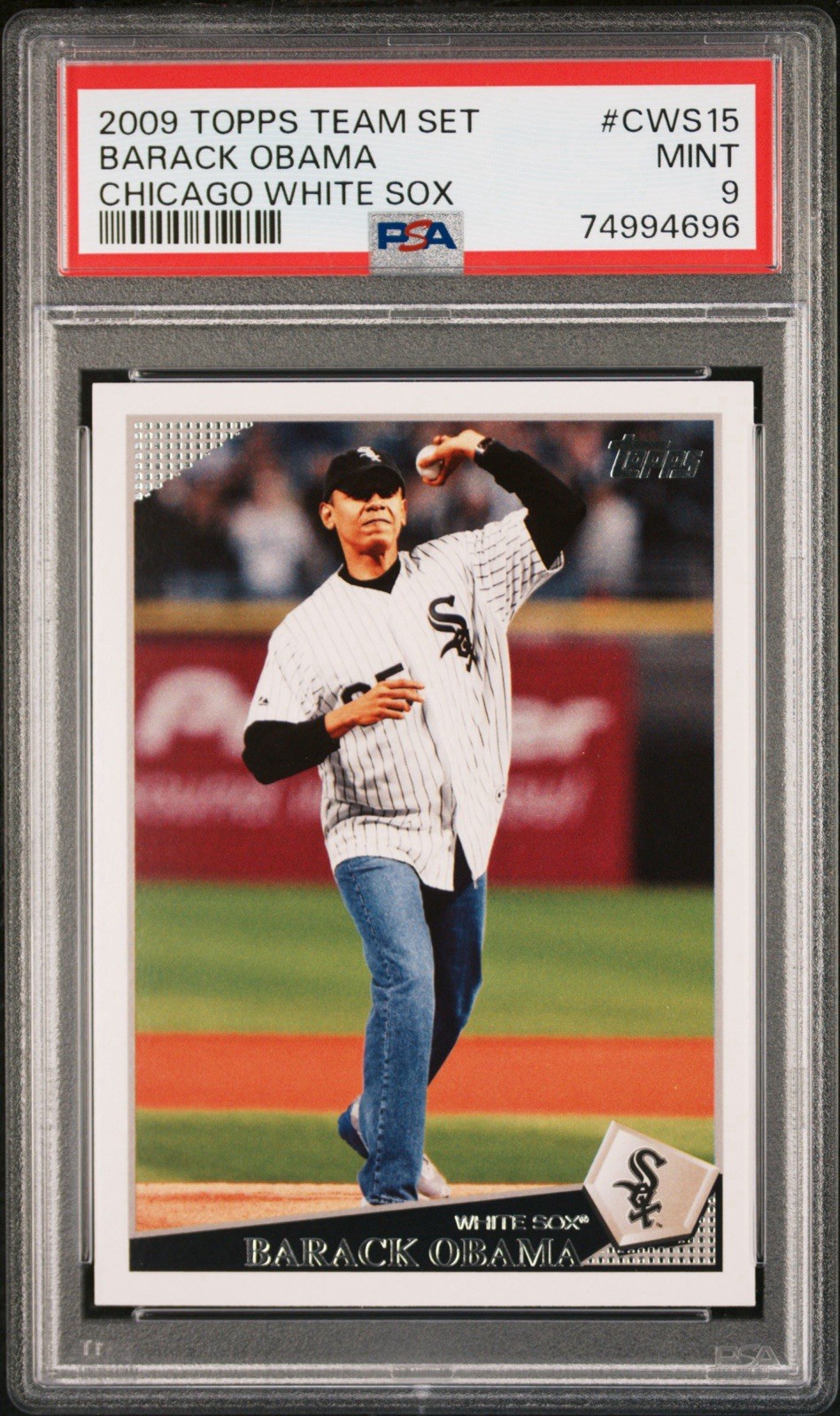 2009 Topps Team Set President Barack Obama #CWS15 Chicago White Sox PSA 9 MINT