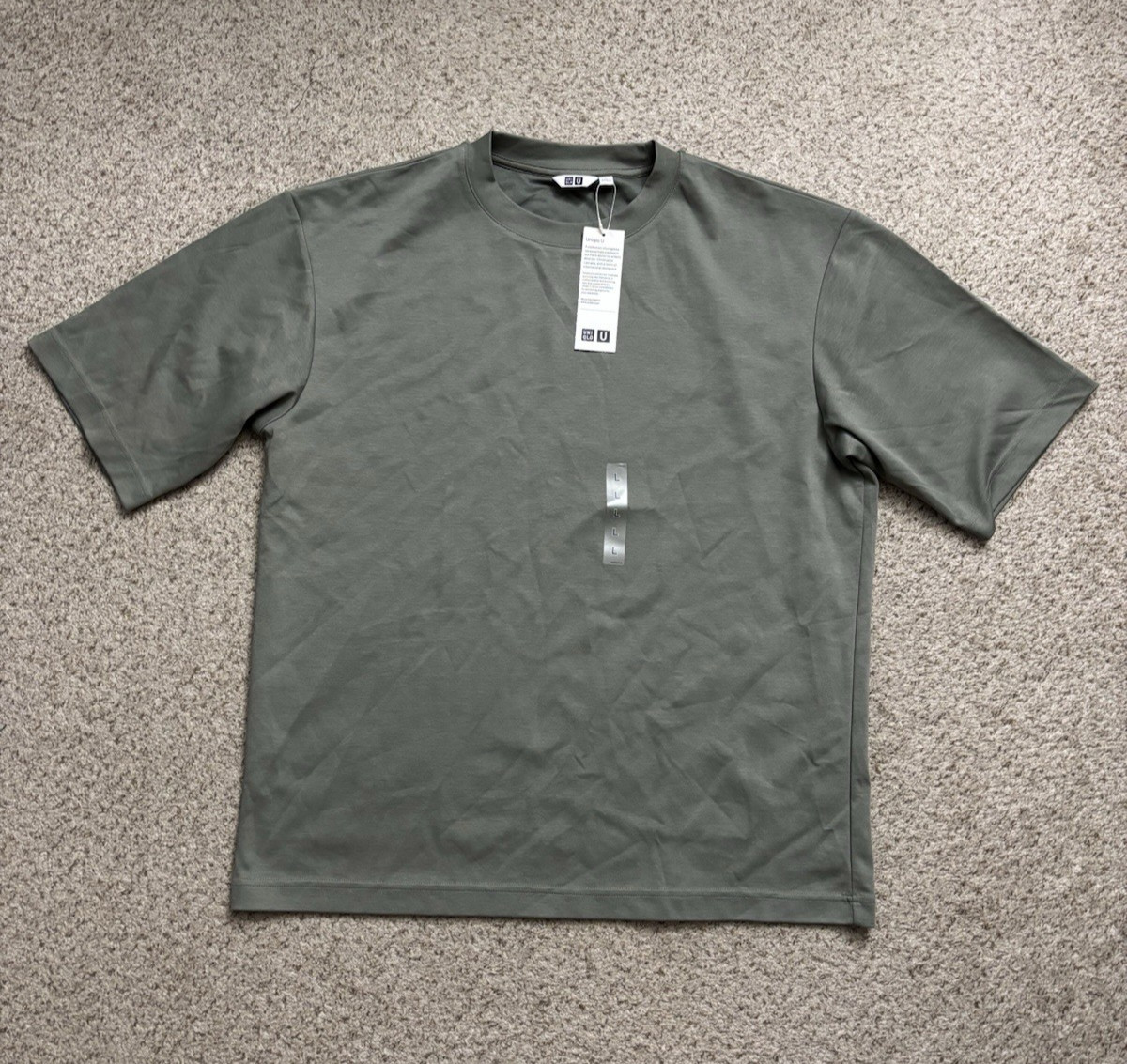 NEW Uniqlo Shirt Mens Size Large Green Uniqlo U Short Sleeve Boxy Oversized Crew