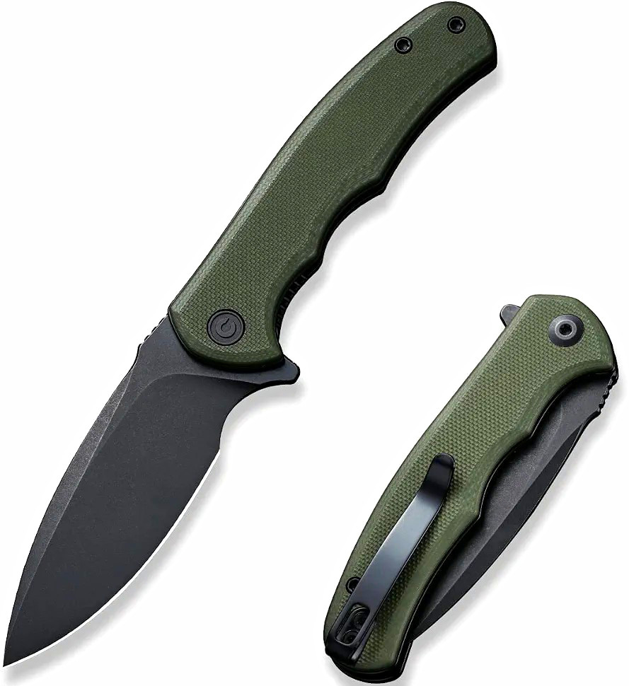 Mini Praxis Praxis Folding Pocketknife G10 Green Handle Steel Black Blade Clip