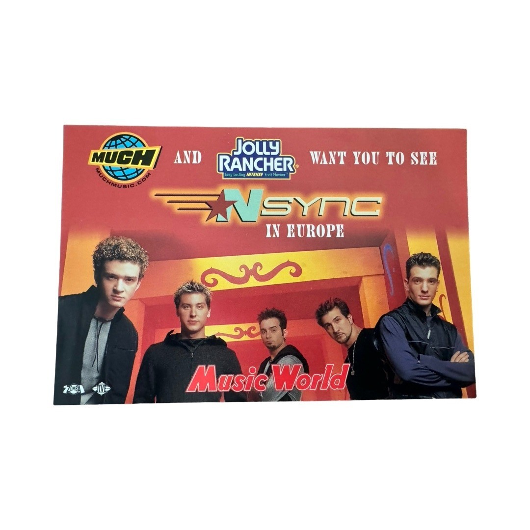 Vintage 2000 NSYNC In Europe MuchMusic Jolly Rancher Promo Postcard Unused