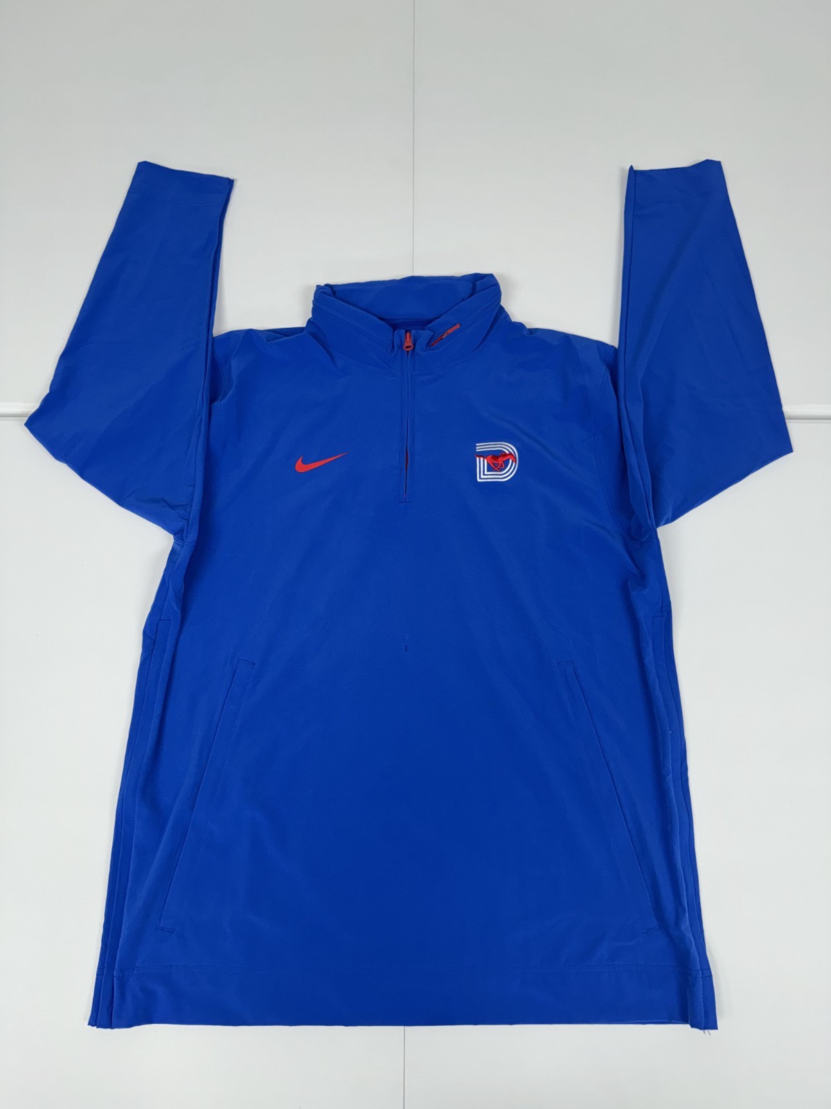 Nike SMU Mustangs Football Team Issued 1/4 Zip LS Pullover Men's Blue Pick Size