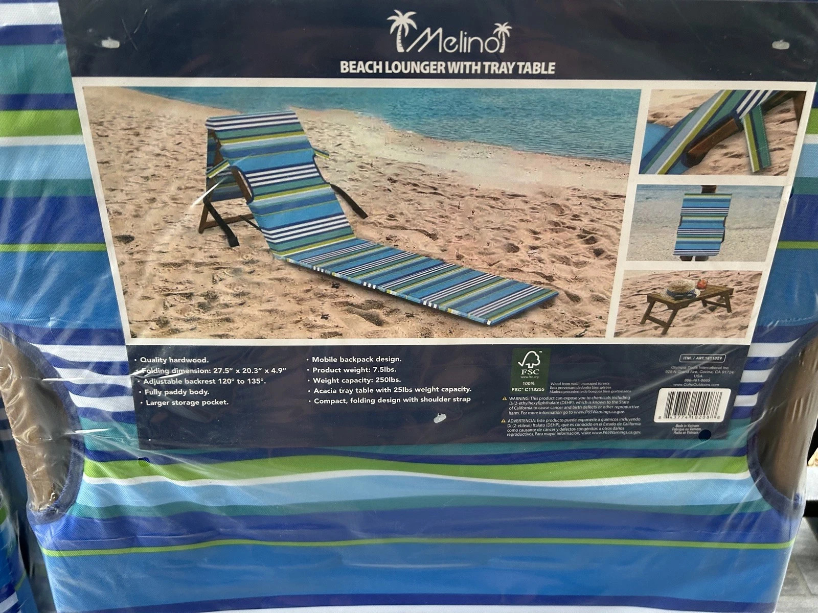 MELINO BEACH LOUNGER WITH TRAY TABLE