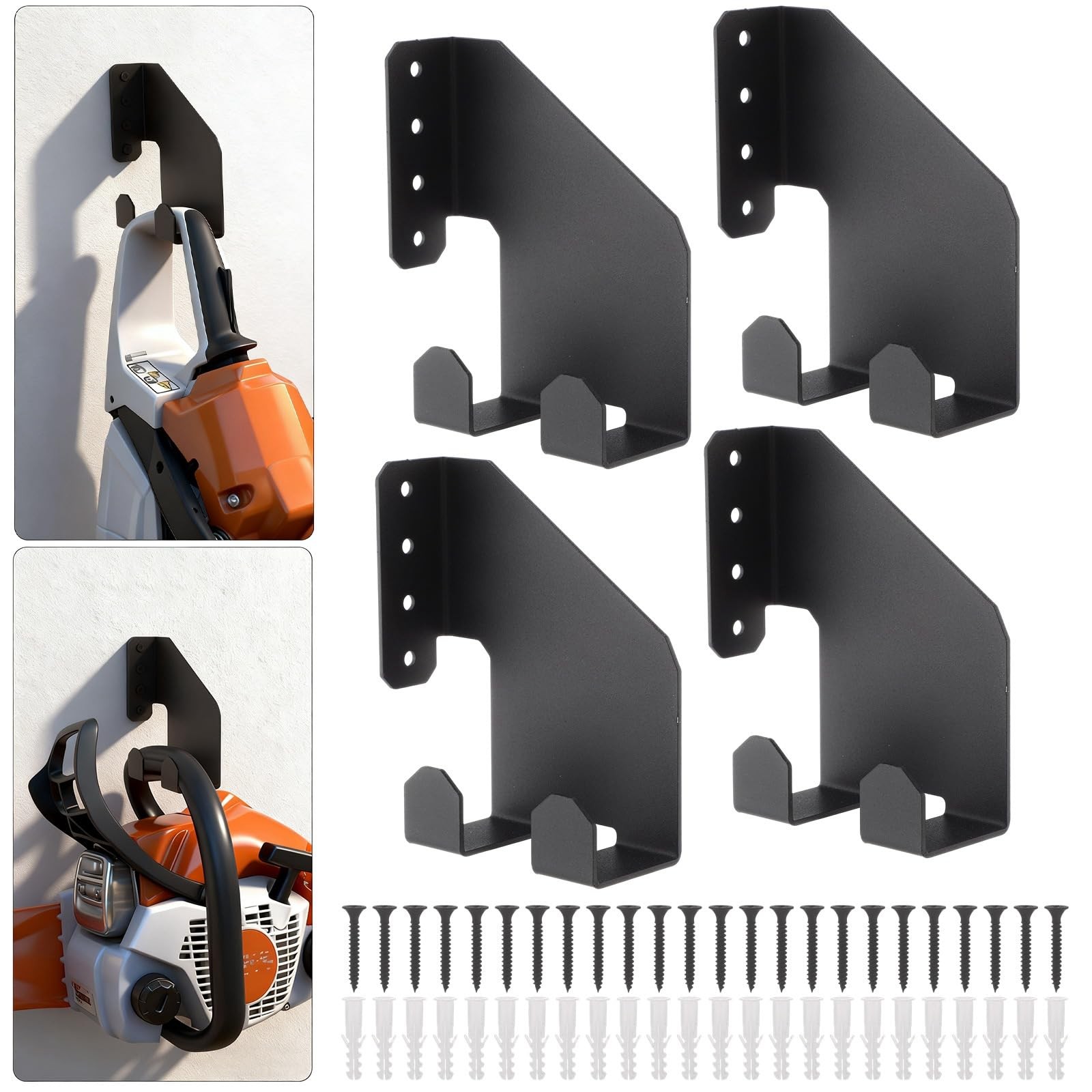 Otoolling 4 Pcs Chainsaw Hangers Wall Mount Chainsaw Chain Storage Heavy Duty...