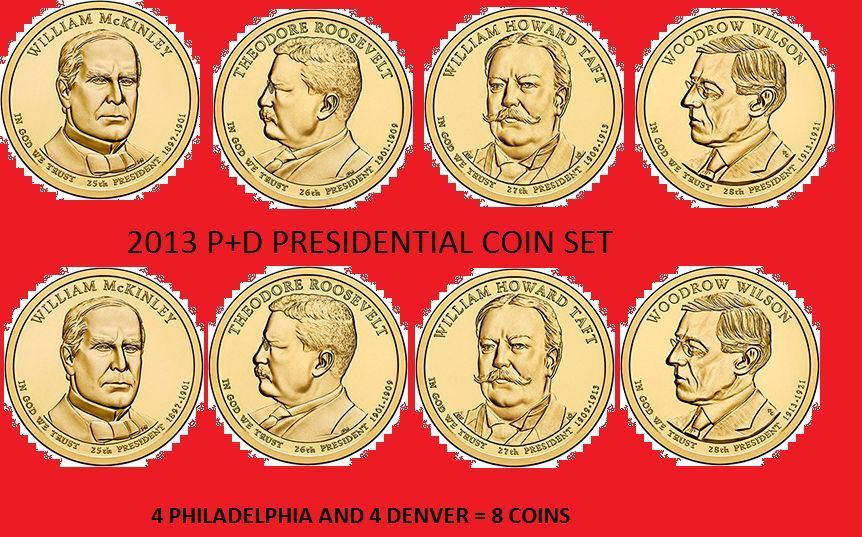 Complete set P&Ds 2013 Presidents 8coin set.