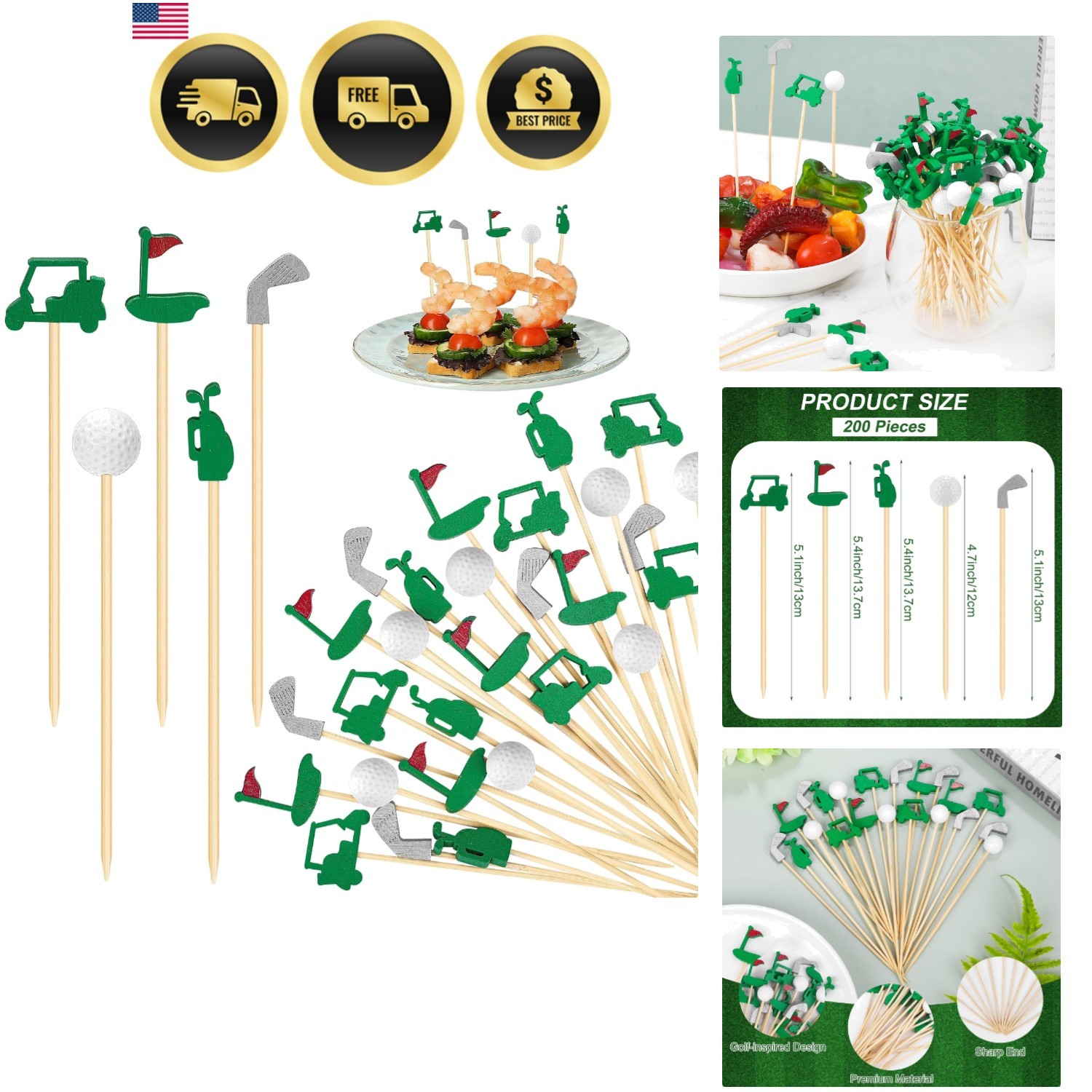 200 Pieces Golf Cocktail Picks for Appetizers 4.7 Inch Golf Themed Decorative... 200 Pieces Golf Cocktail Picks for Appetizers 4.7 Inch Golf Themed Decorative...