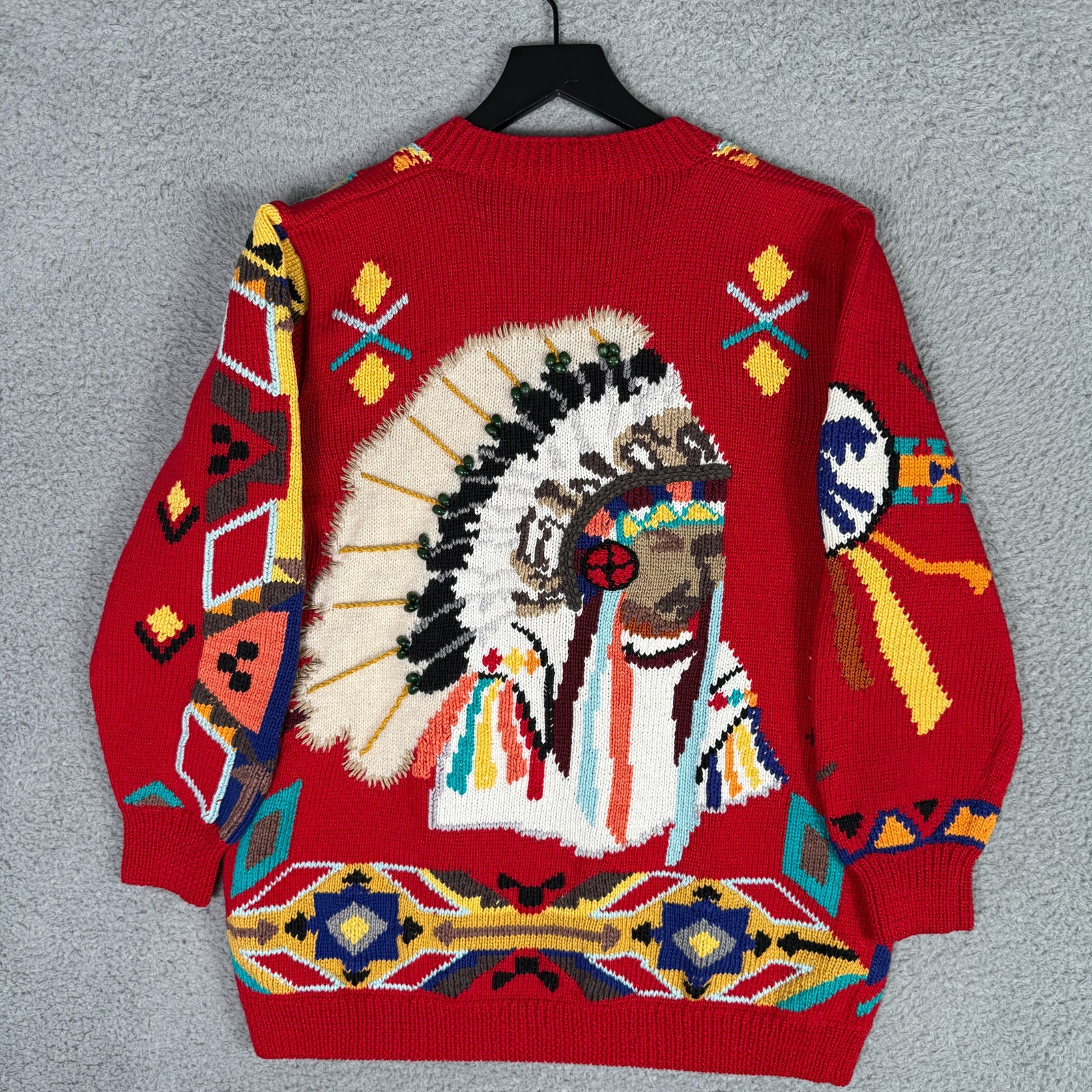 Vintage Berek Marta D Cardigan Sweater Aztec Southwestern Size Small 1992 Indian