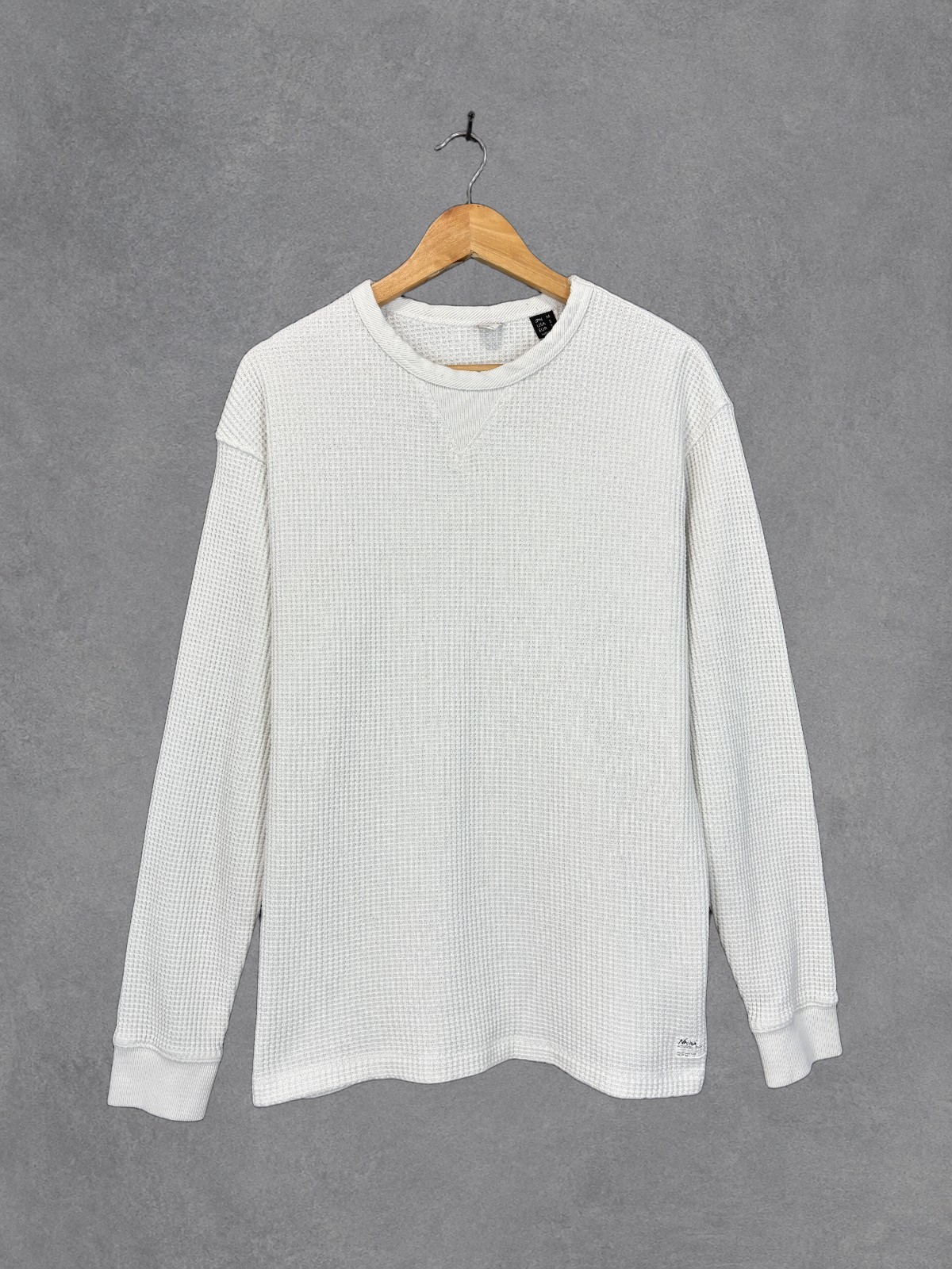 Nanga Top Mens Small White Y2K Waffle Knit Thermal Crew Neck Long Sleeve Outdoor Nanga Top Mens Small White Y2K Waffle Knit Thermal Crew Neck Long Sleeve Outdoor