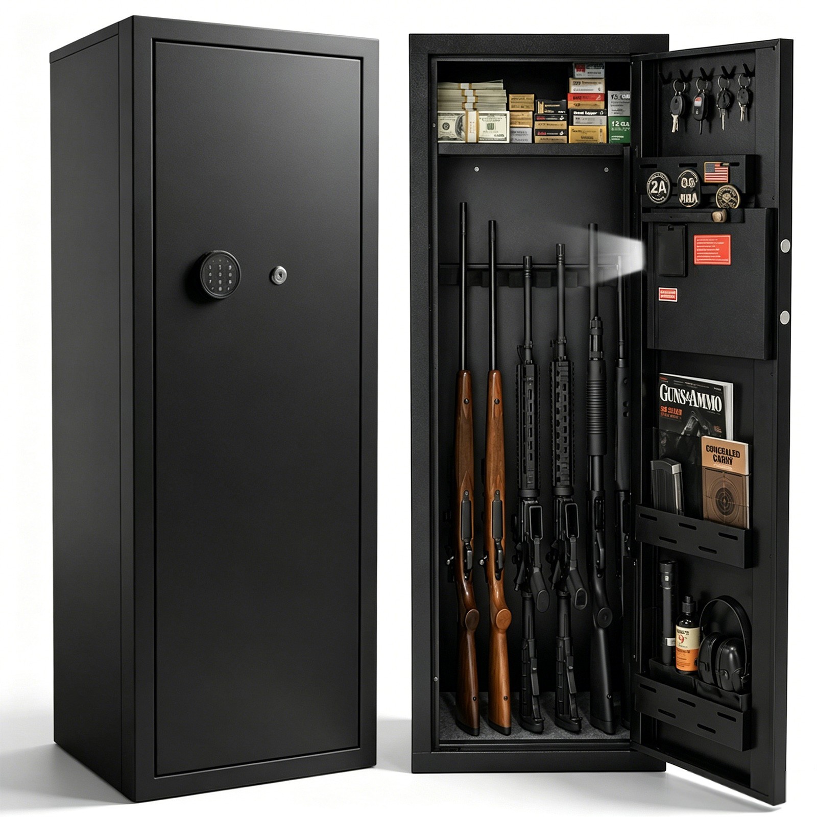 Clickoods Gun Safe for Rifles & Pistols 10-14 Capacity Digital Keypad Lock Clickoods Gun Safe for Rifles & Pistols 10-14 Capacity Digital Keypad Lock