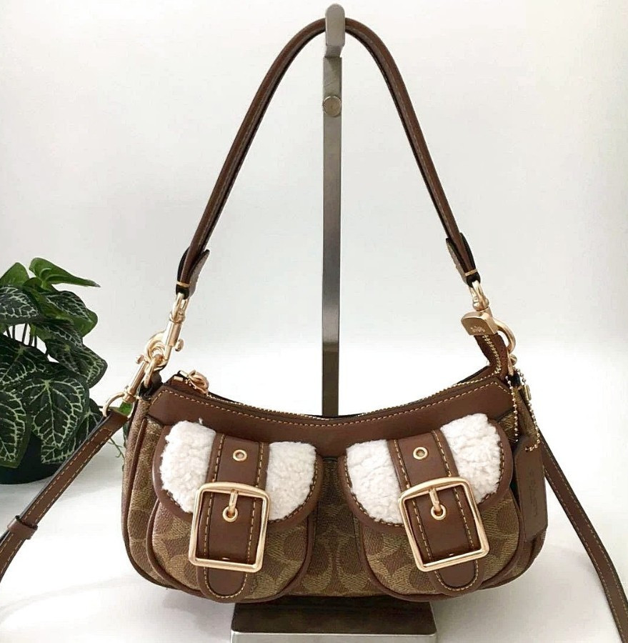 COACH Ashton Baguette Bag In Signature Canvas Brown Multi CY658 Outlet Freeship COACH Ashton Baguette Bag In Signature Canvas Brown Multi CY658 Outlet Freeship