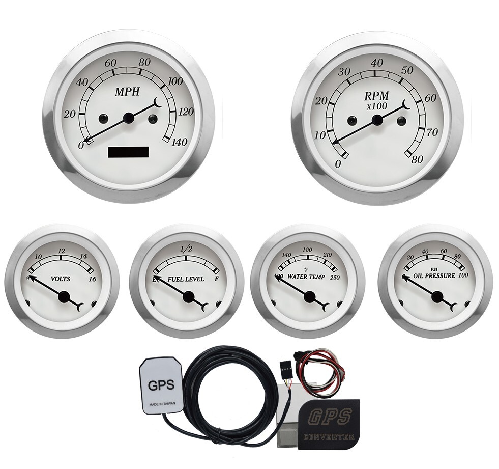 MOTOR METER RACING Classic White 6 Gauge Set 85mm GPS Speedometer MPH °F PSI MOTOR METER RACING Classic White 6 Gauge Set 85mm GPS Speedometer MPH °F PSI