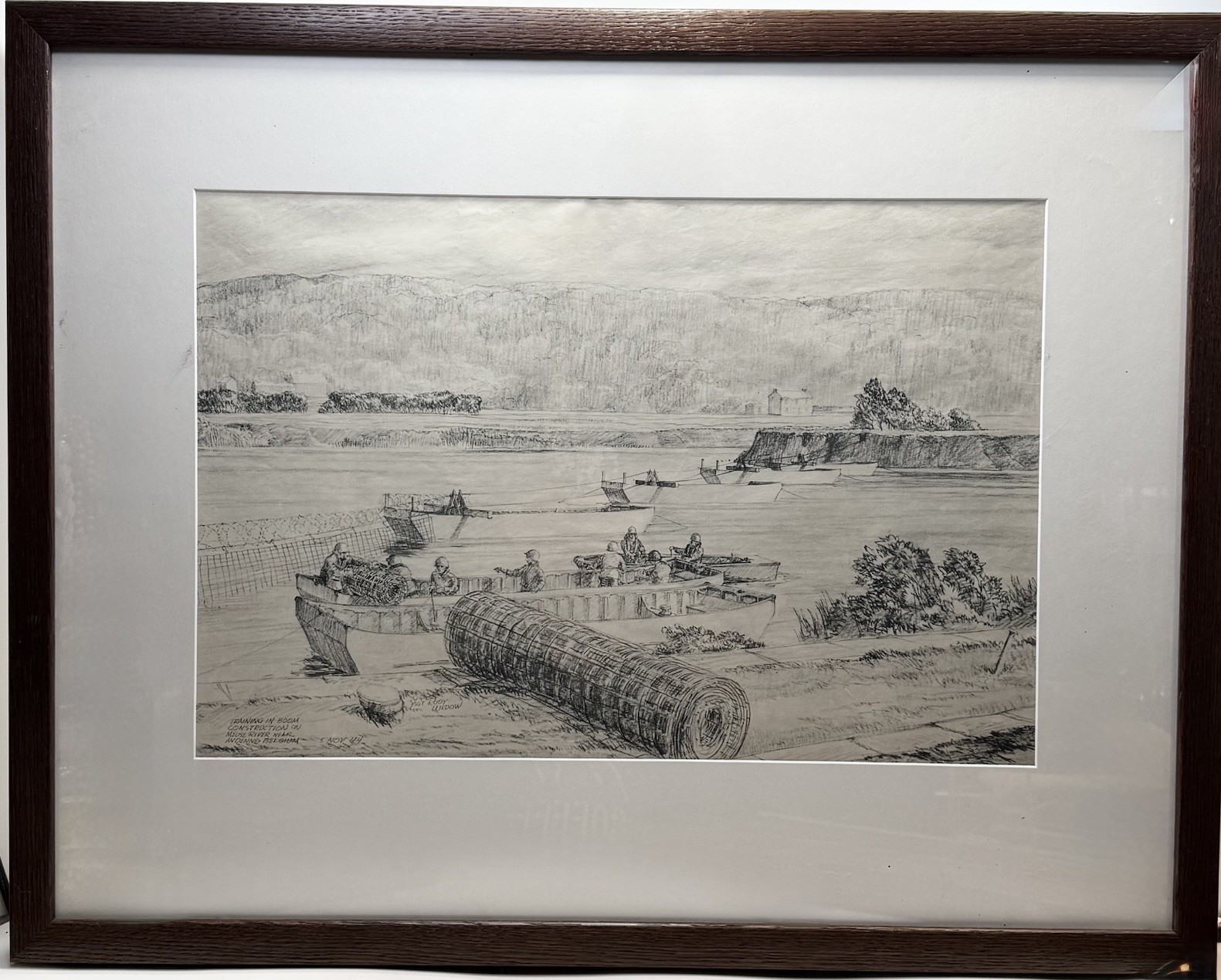 VTG 1944 WW2 Military Sketch by Rudy WEDOW Wartime Print Artwork Framed 21x26.5” VTG 1944 WW2 Military Sketch by Rudy WEDOW Wartime Print Artwork Framed 21x26.5”