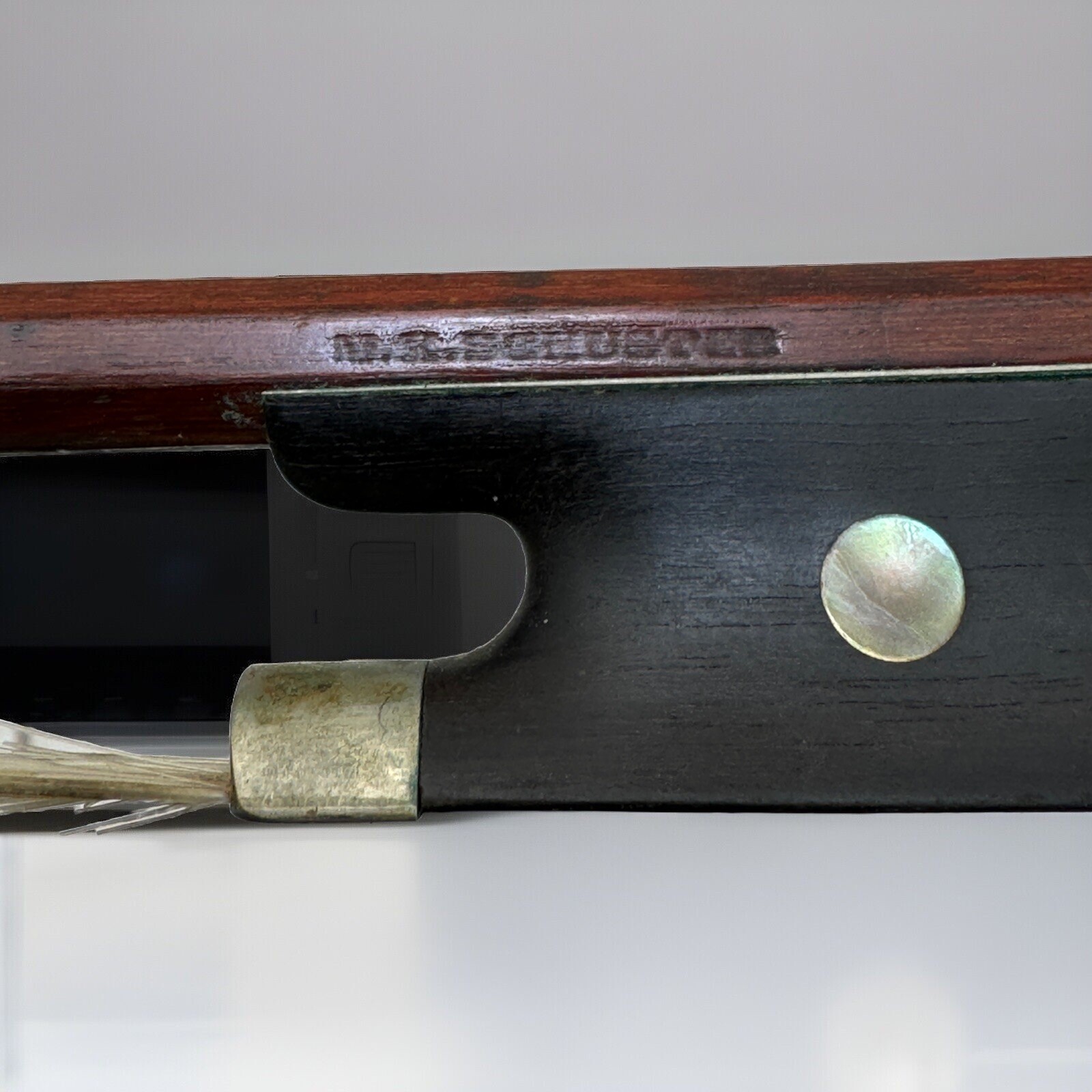 Rare Max Kurt - M.K. Schuster Germany Violin Bow W/ Mother Of Pearl Inlay