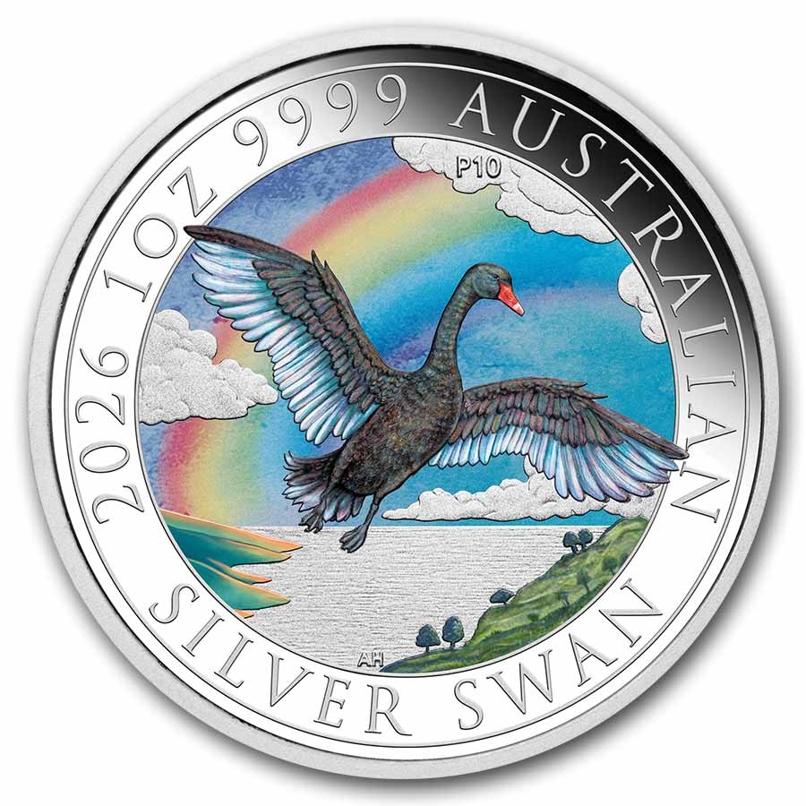2026 Australia 1 oz Silver Colorized Black Swan (Box, COA)-Pre-Sale